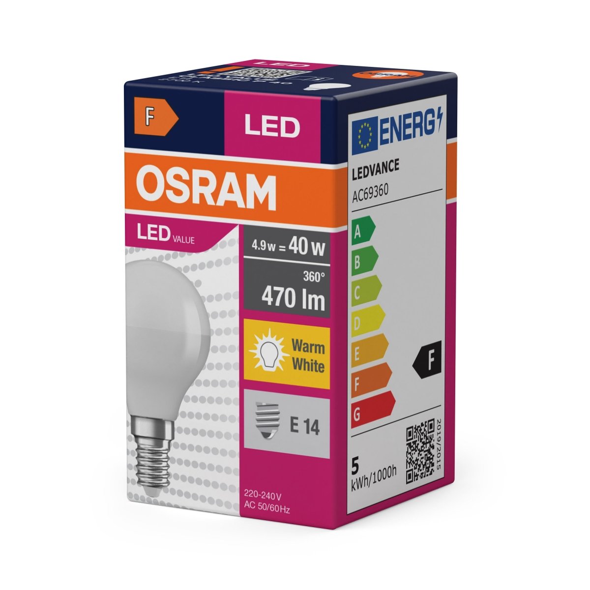 Żarówka LED CLP E14 4,9W LED VALUE OSRAM matowa, 40W, ciepła - Poland LEDVANCE e-shop 4058075147898