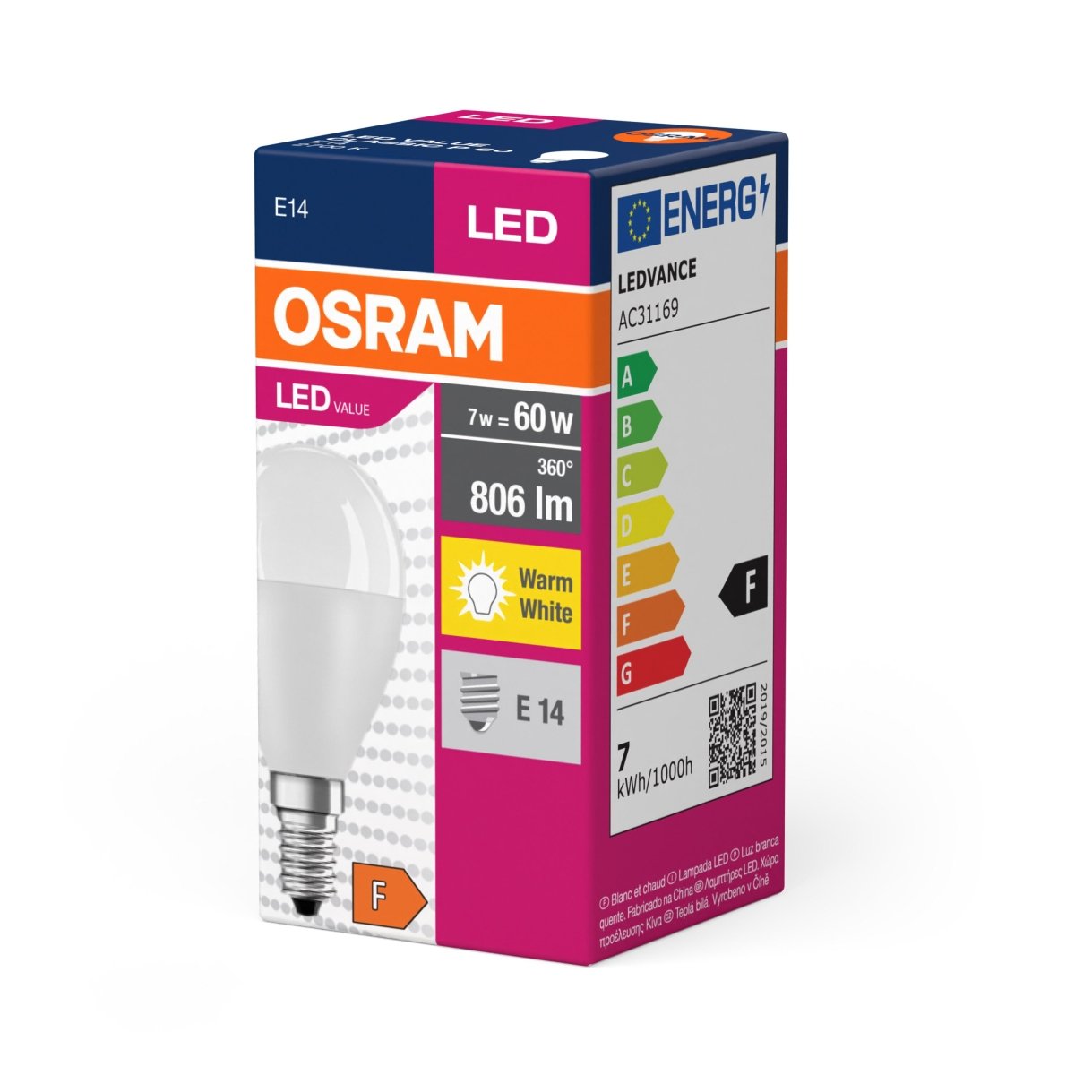 Żarówka LED CLP E14 7W LED VALUE OSRAM matowa, 60W, ciepła - Poland LEDVANCE e-shop 4058075152939