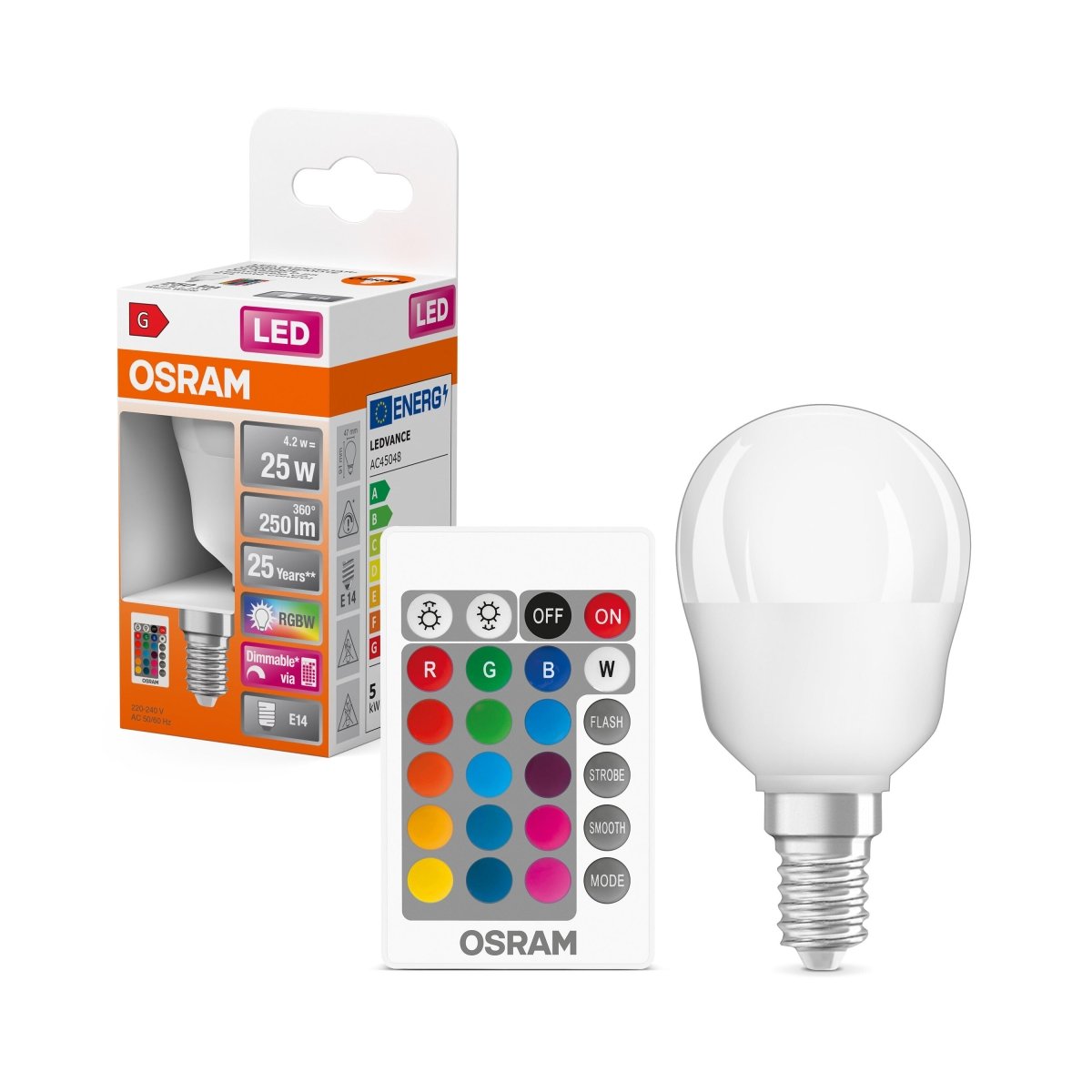 Żarówka LED E14 4,5W RGBW 1 szt. z pilotem, matowa - Poland LEDVANCE e-shop 4058075430839