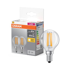 Żarówka LED E14 4W BASE 2 szt. kulka, Fil, barwa ciepła - Poland LEDVANCE e-shop 4058075803954