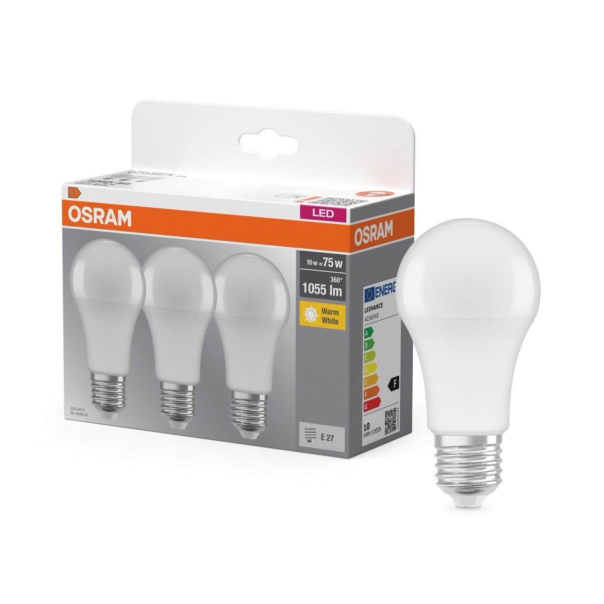 Żarówka LED E27 10W BASE CLASSIC 3 szt., matowa, barwa ciepła - Poland LEDVANCE e-shop 4058075819436