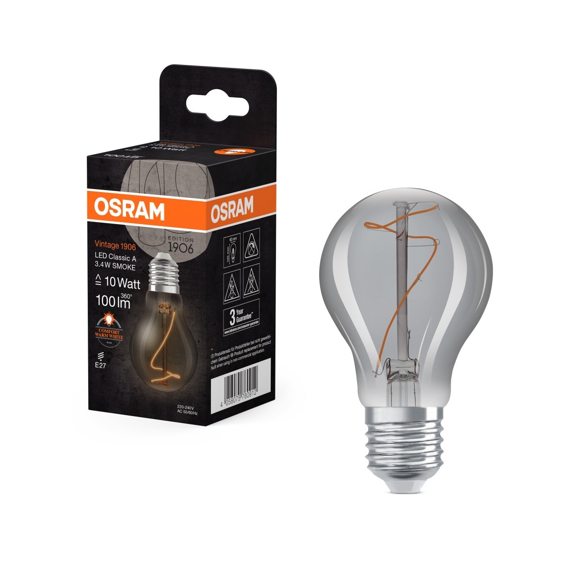 Żarówka LED E27 3,4W Vintage 1906® LED A EDISON SMOKE ciepła. - Poland LEDVANCE e-shop 4058075760912