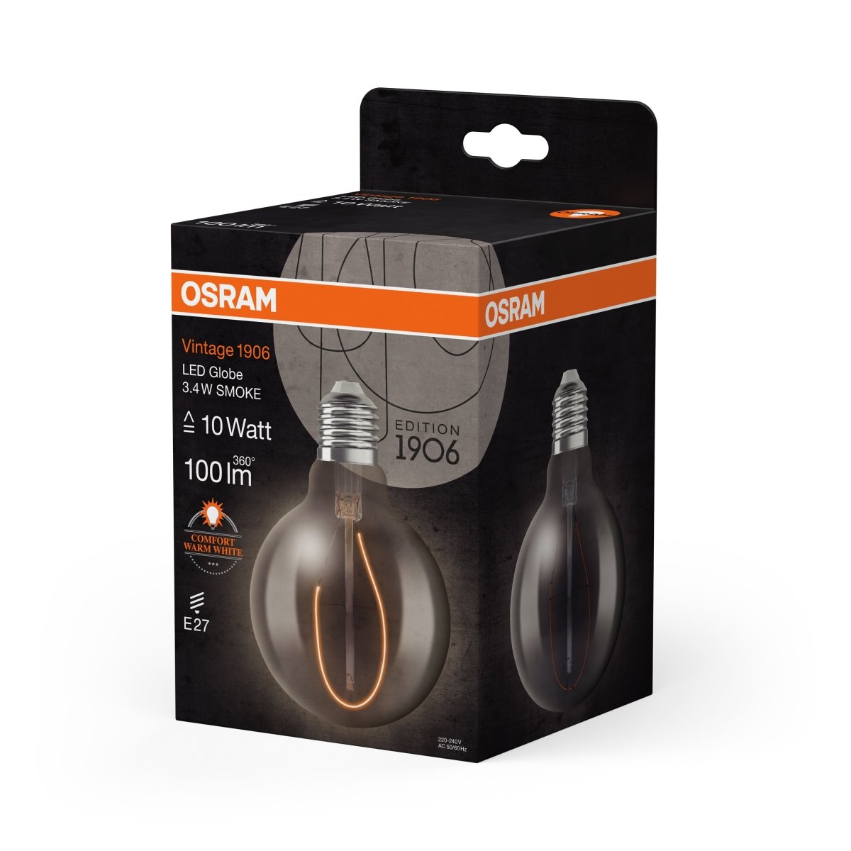 Żarówka LED E27, 3,4W Vintage 1906® LED, Globe 10 SMOKE, ciepła. - Poland LEDVANCE e-shop 4058075760950