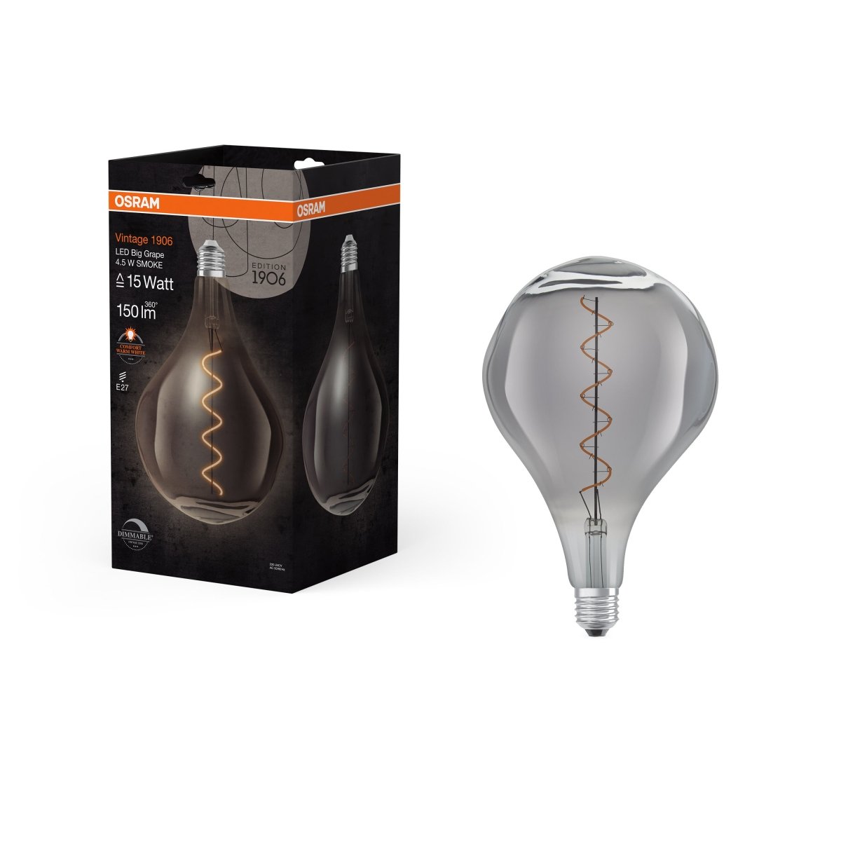 Żarówka LED E27 4,5W Vintage 1906 LED Big Special 15 SMOKE, ciepła. - Poland LEDVANCE e-shop 4058075760998