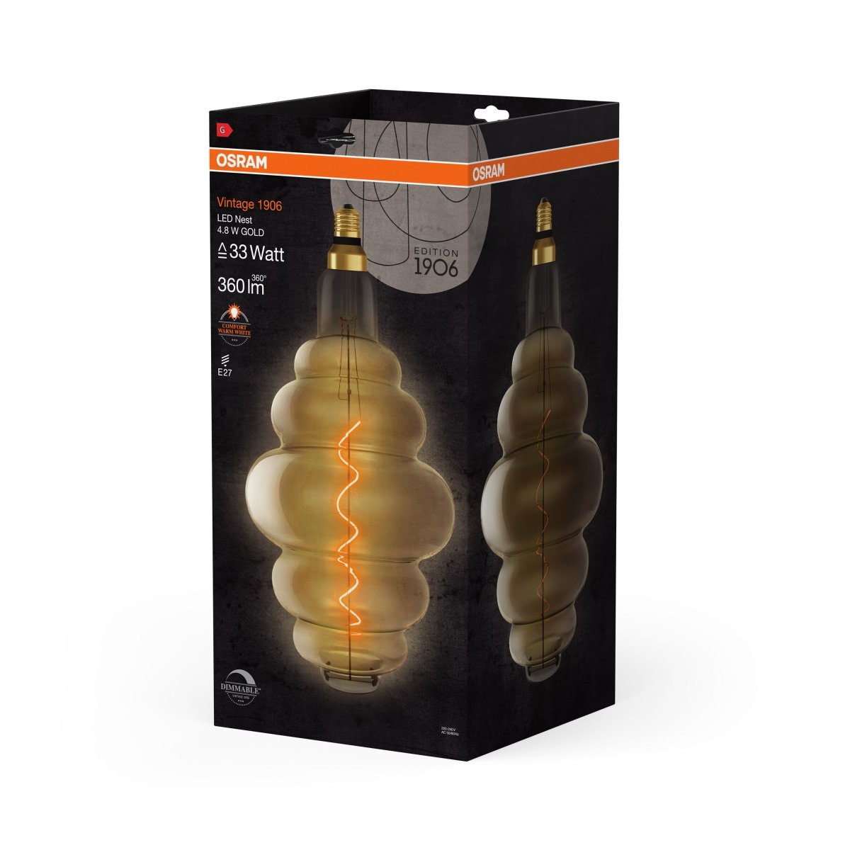 Żarówka LED E27 4,8W Vintage 1906 LED Big Special 33 GOLD, ciepła. - Poland LEDVANCE e-shop 4058075761834