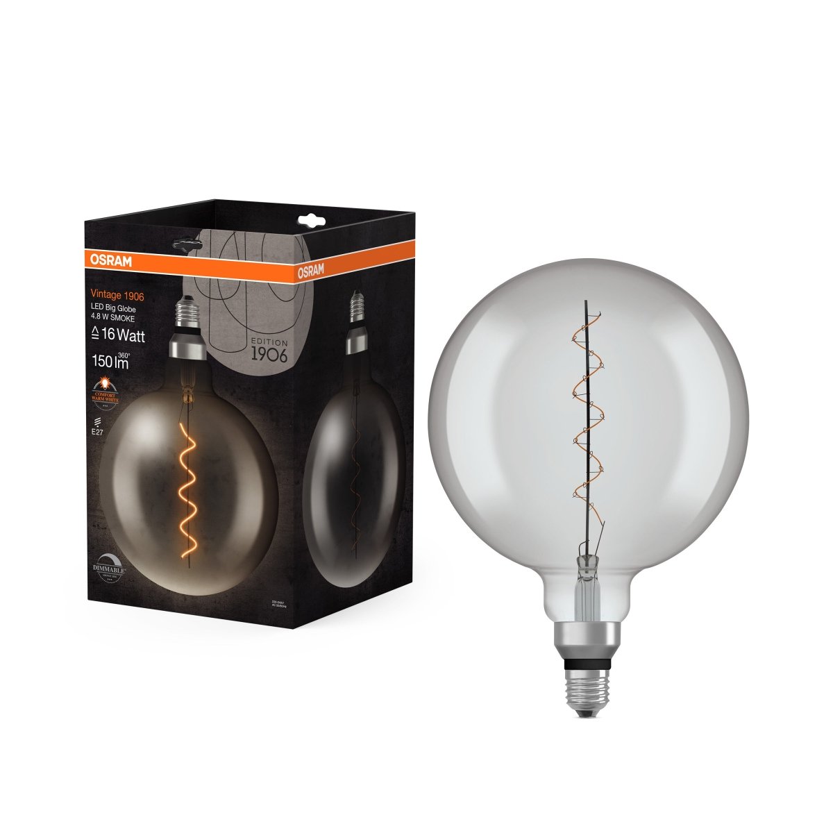 Żarówka LED E27 4,8W Vintage 1906 LED Fil 16 SMOKE ciepła. - Poland LEDVANCE e-shop 4058075761278