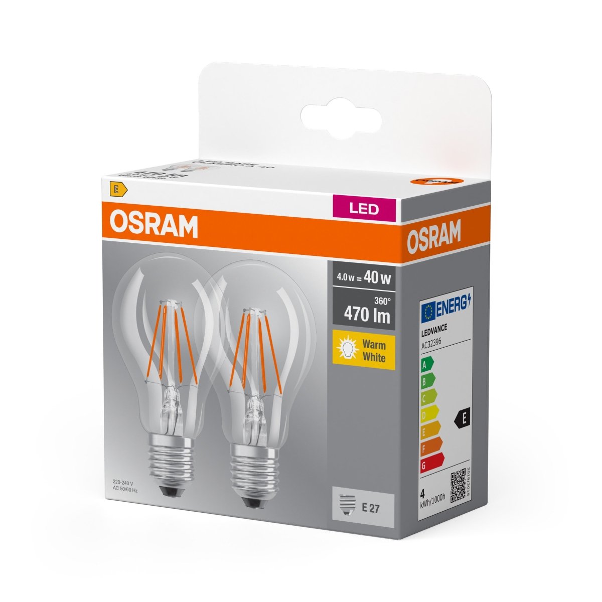 Żarówka LED E27 4W CLASSIC 2 szt. filament, barwa ciepła - Poland LEDVANCE e - shop 4099854090202