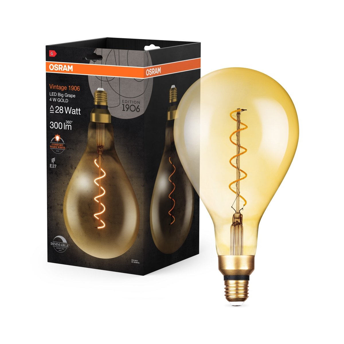 Żarówka LED E27 4W Vintage 1906 LED Big Special 28 GOLD, ciepła. - Poland LEDVANCE e-shop 4058075269705