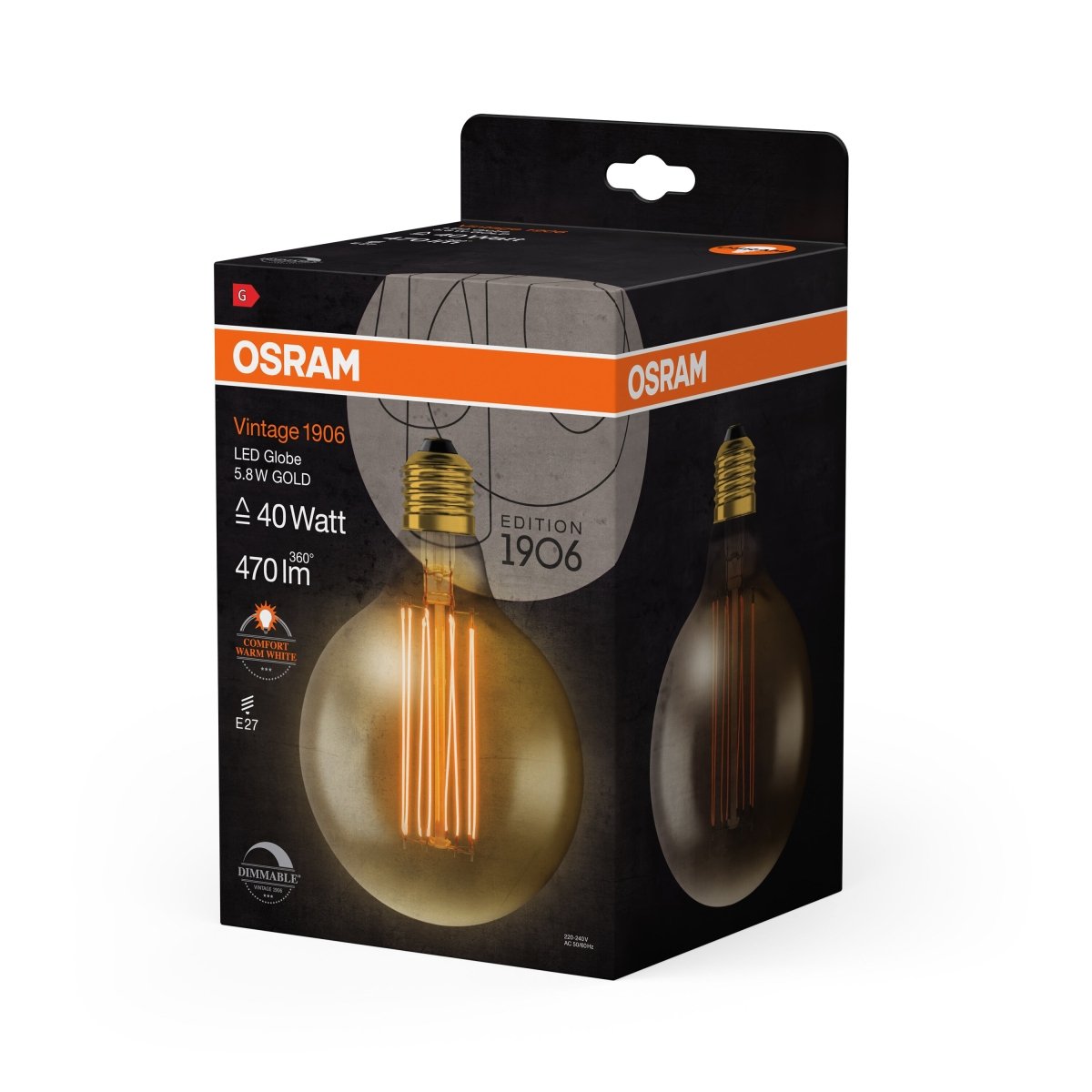 Żarówka LED E27 5,8W Vintage 1906 LED SLIM Globe 40 GOLDciepła. - Poland LEDVANCE e-shop 4058075761797