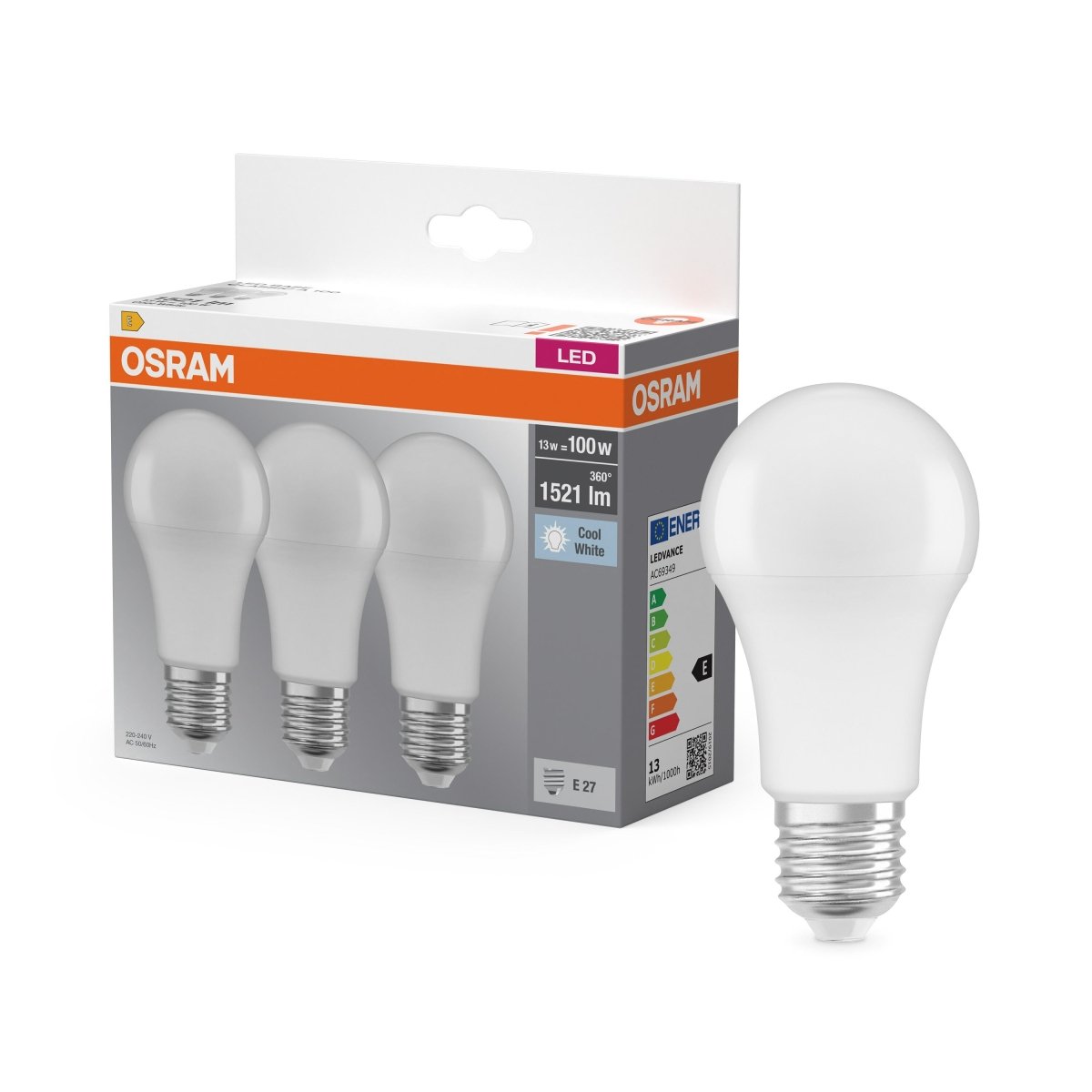 Żarówka LED E27 6,5W BASE 3 szt., matowa, barwa zimna - Poland LEDVANCE e-shop 4058075819559