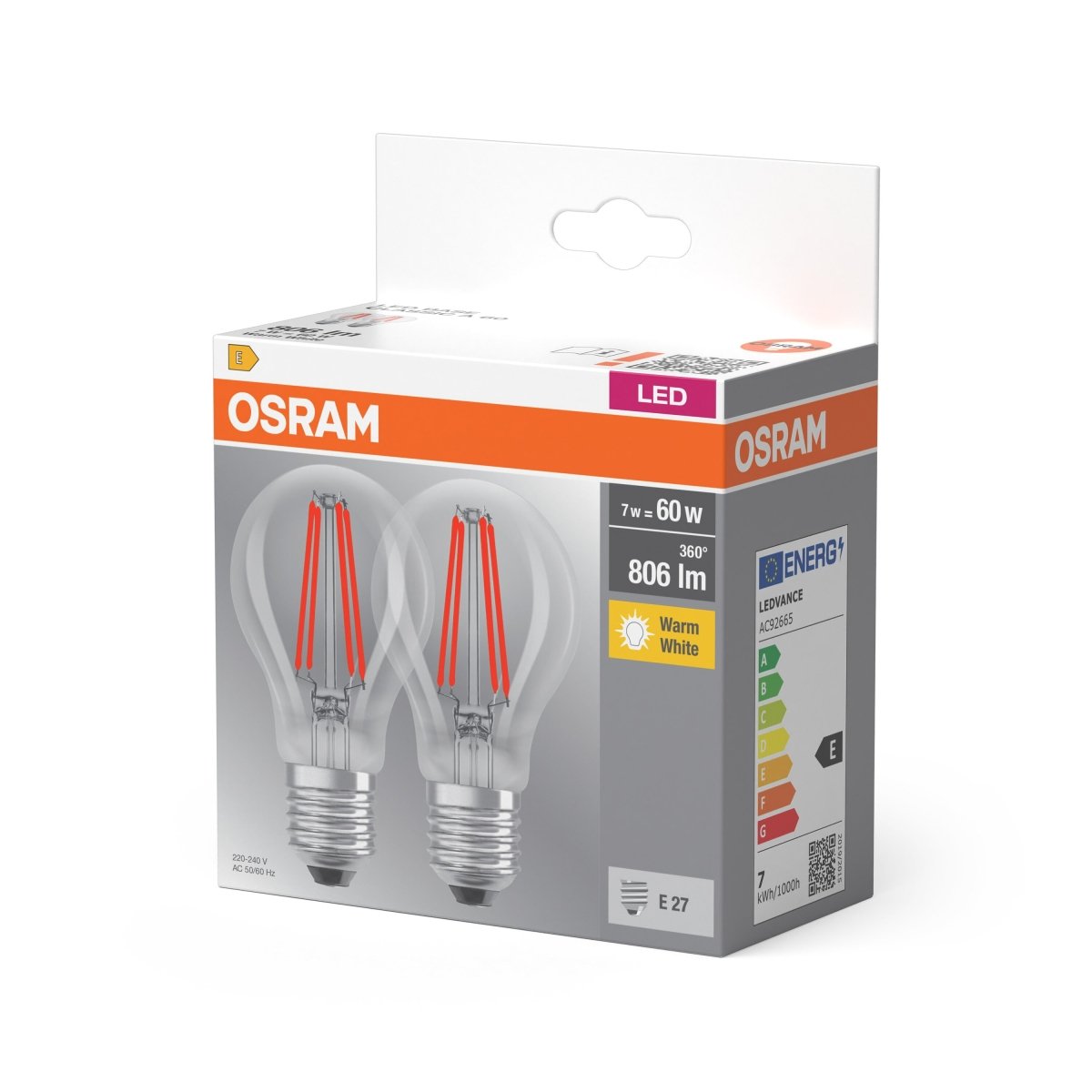 Żarówka LED E27 6,5W CLASSIC 2 szt. filament, barwa ciepła - Poland LEDVANCE e - shop 4099854064098