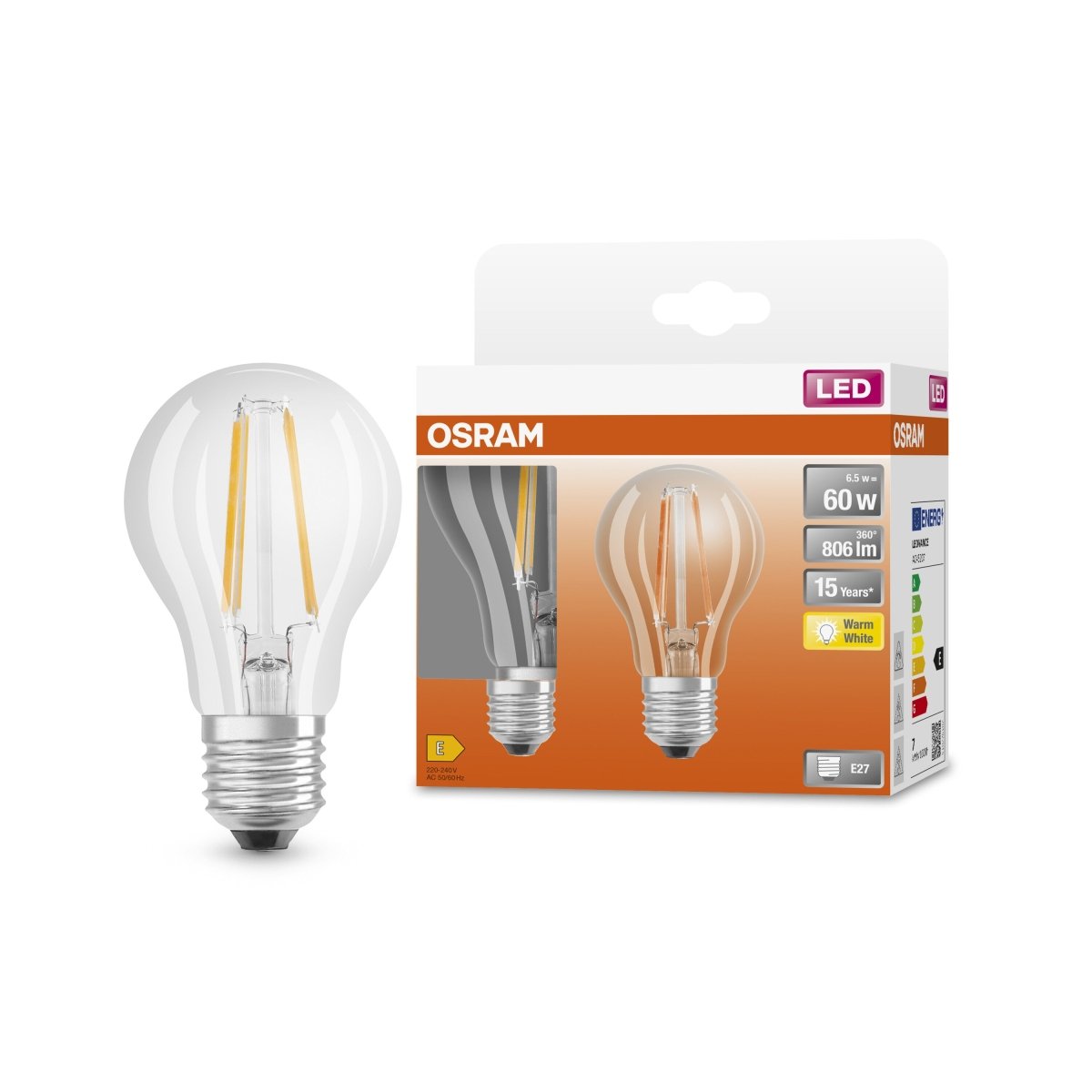 Żarówka LED E27 6,5W LED STAR CLASSIC 2 szt. Fil, barwa ciepła - Poland LEDVANCE e-shop 4058075330191