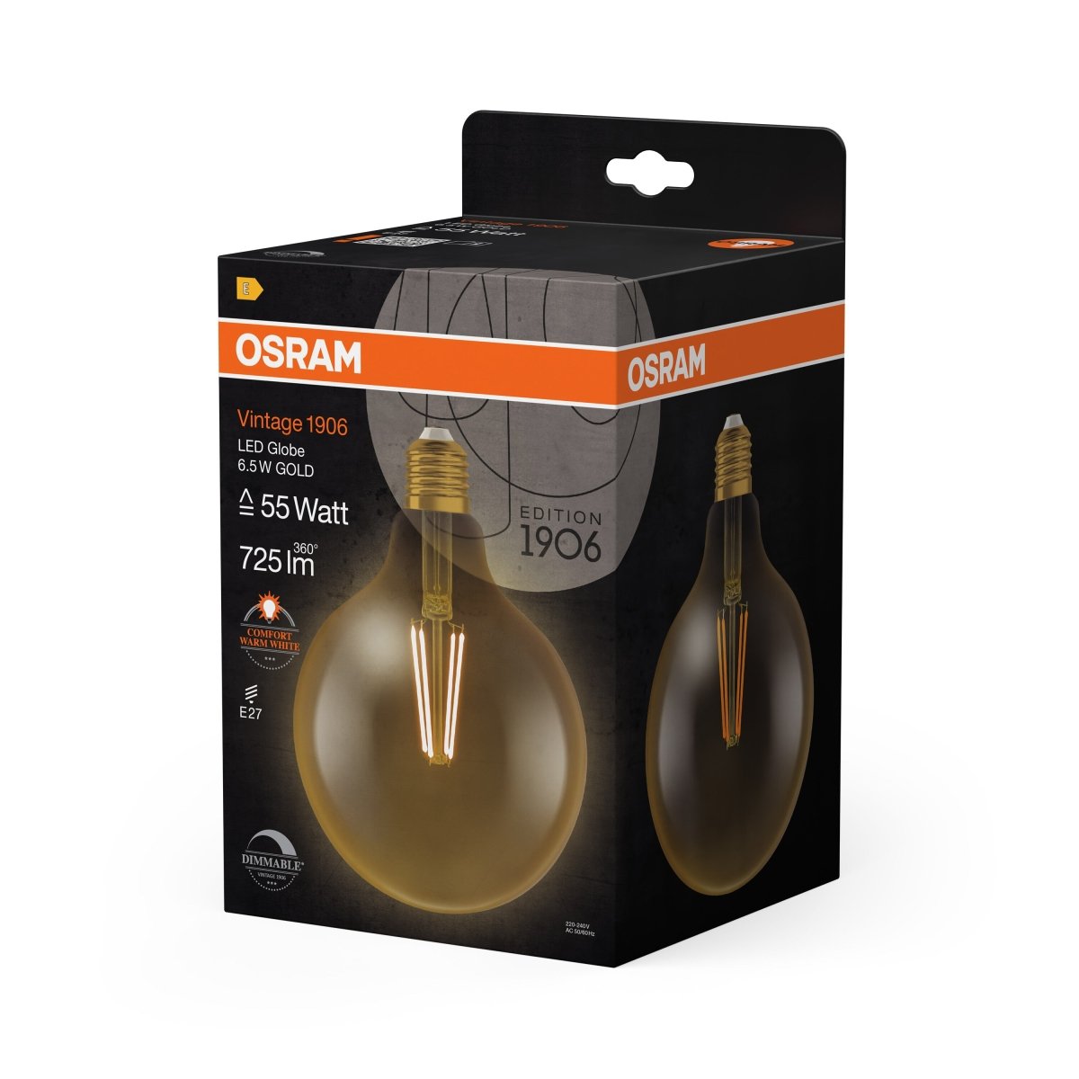 Żarówka LED E27 6,5W Vintage 1906 LED Globe 55 GOLD ciepła. - Poland LEDVANCE e-shop 4058075808997