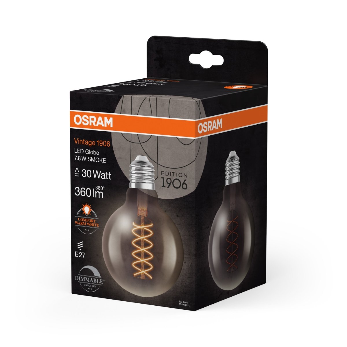 Żarówka LED E27 7,8W Vintage 1906 LED SLIM Globe 30 SMOKE ciepła. - Poland LEDVANCE e-shop 4058075761216