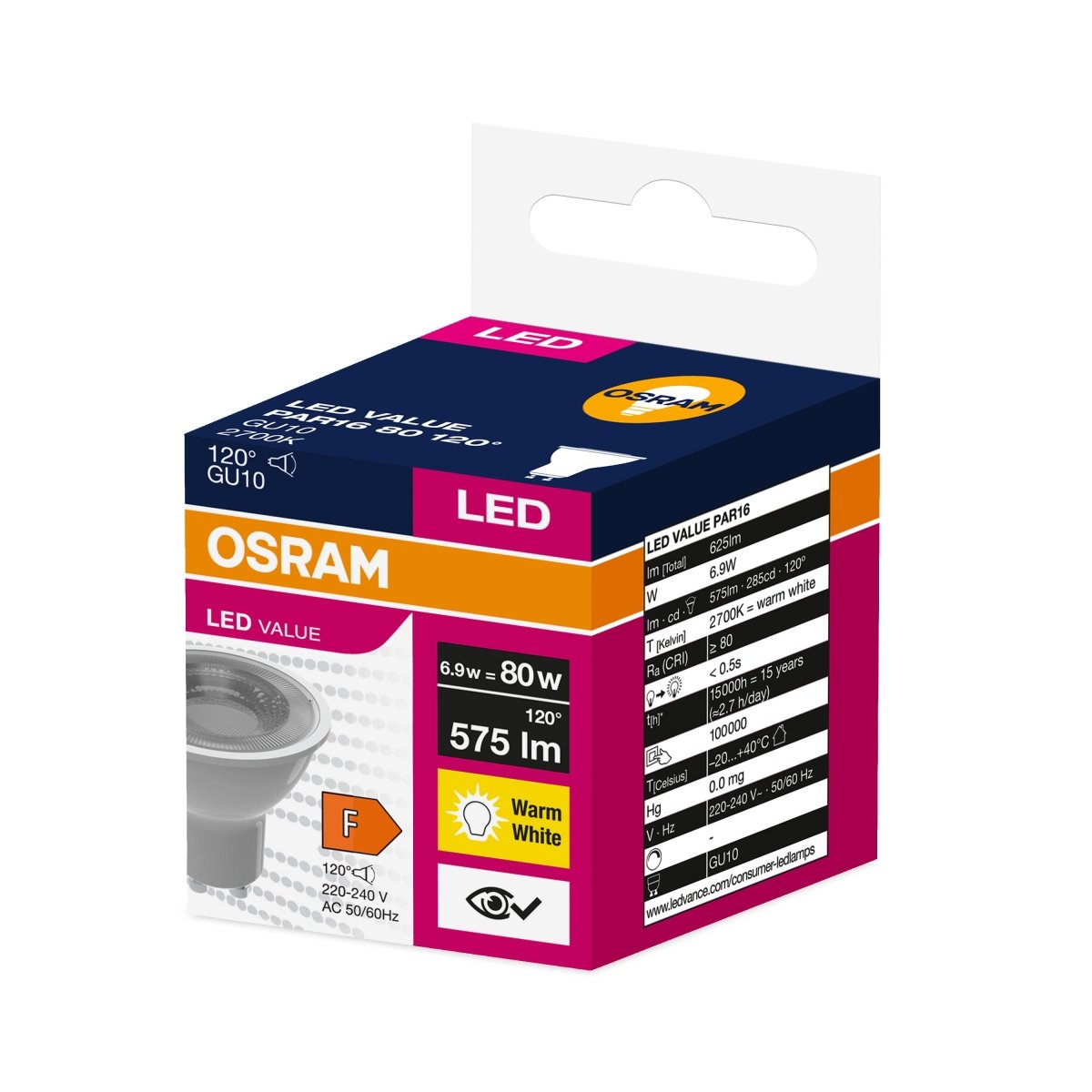 Żarówka LED GU10 6,9W LED VALUE OSRAM, 80W, 120 st., ciepła 1 szt. - Poland LEDVANCE e-shop 4058075198852