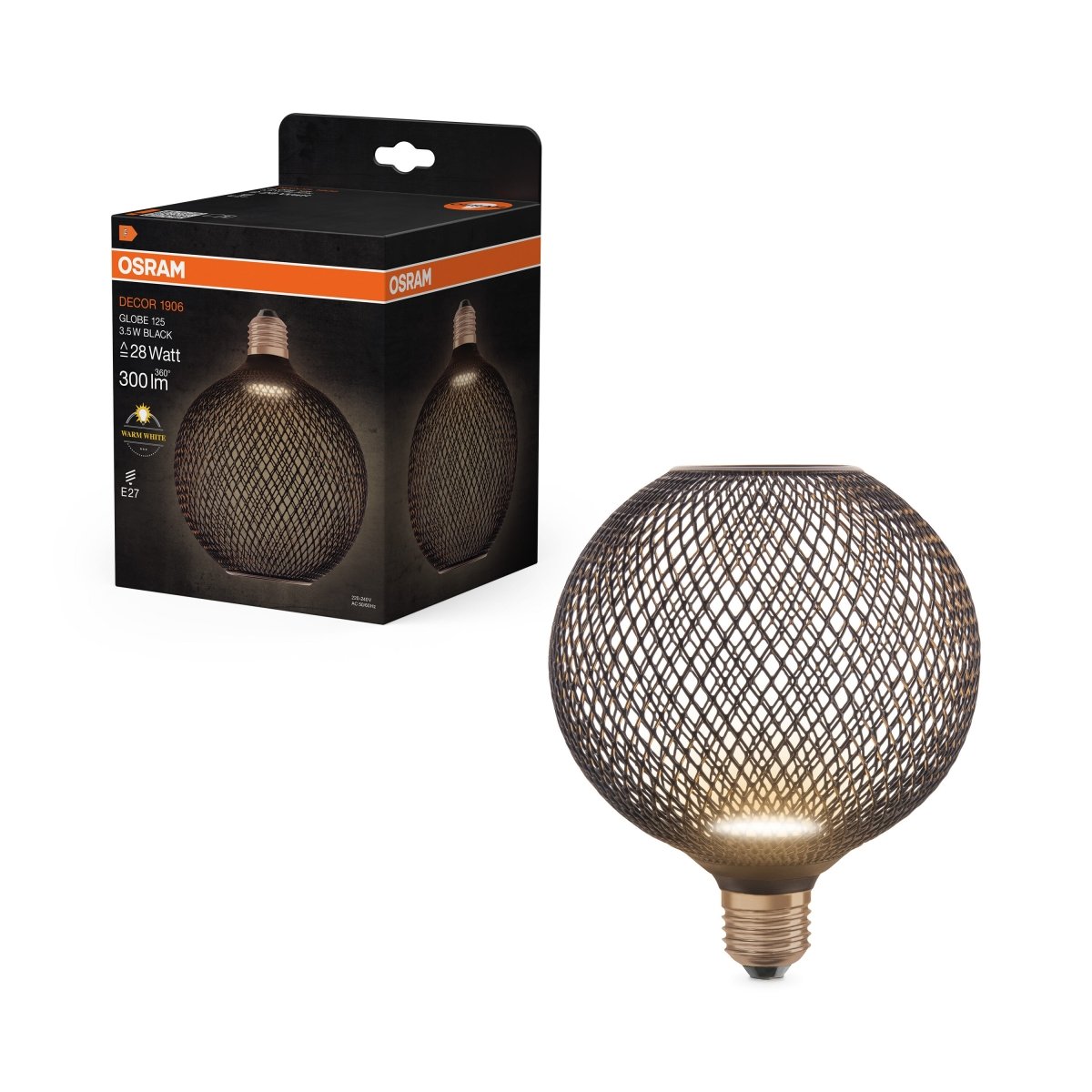 Żarówka LED OSRAM DECOR LED FLAT GLOBE 125 czarny 3.5W 827 Frosted E27 Non - DIM - Poland LEDVANCE e - shop 4058075840126