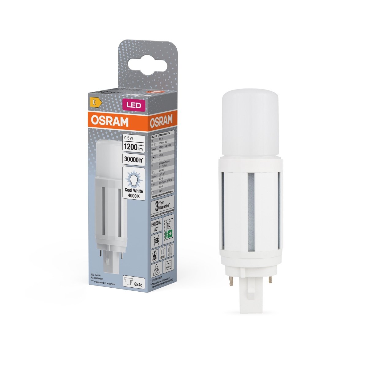 Żarówka LED OSRAM DULUX LED D26 VT EM & AC MAINS 9.5W 840 G24D - Poland LEDVANCE e-shop 4058075824591