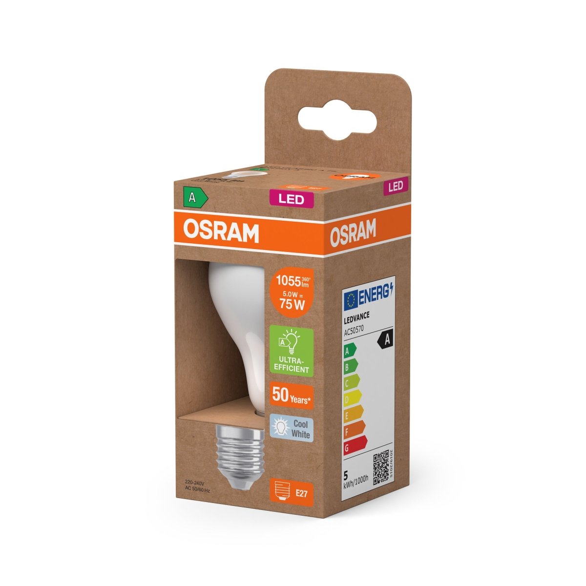 Żarówka LED OSRAM LED Classic A 75 Filament Energy efficiency class A 5W 840 Frosted E27 neutralna - Poland LEDVANCE e - shop 4099854115493