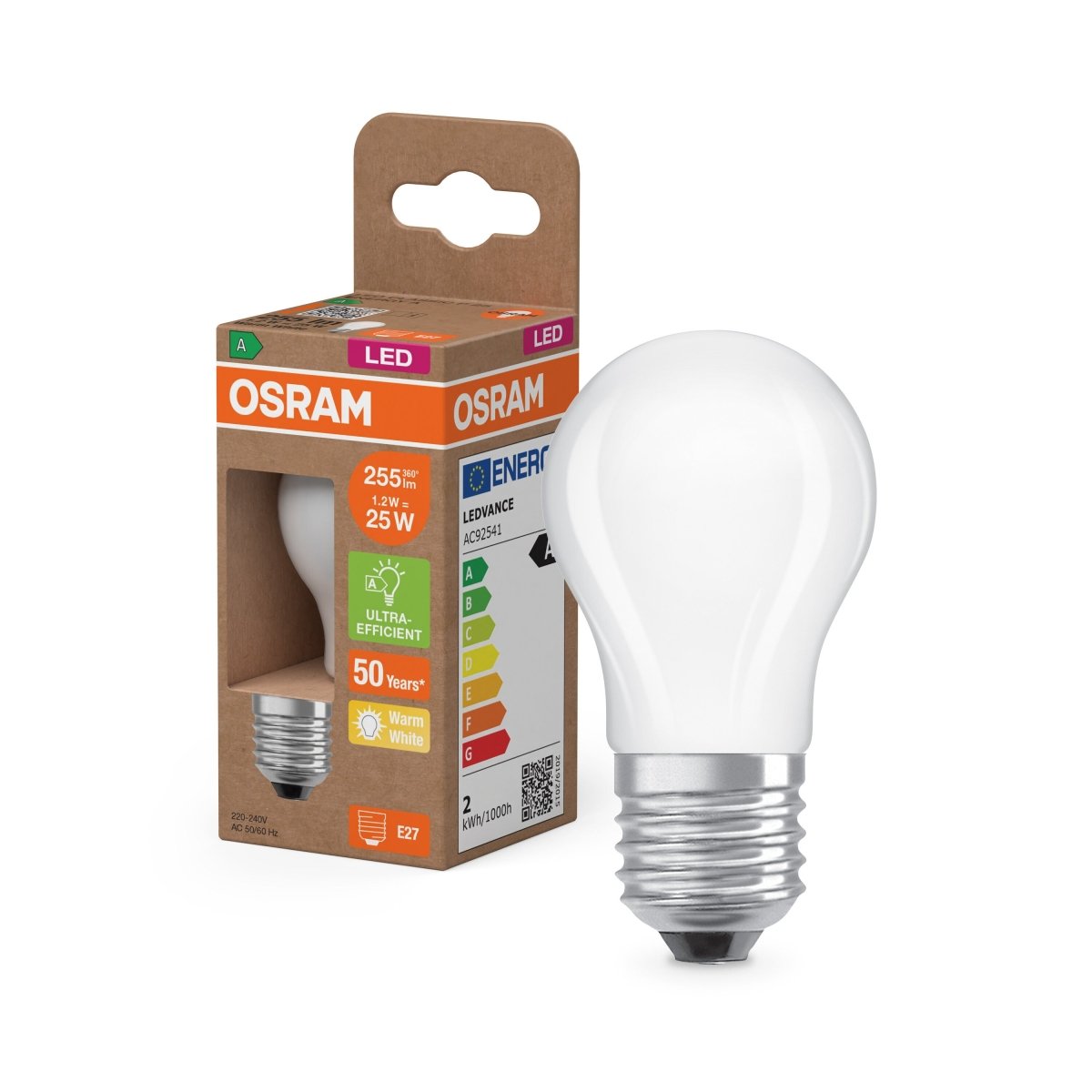 Żarówka LED OSRAM LED Classic P 25 Filament Energy efficiency class A 1.2W 827 Frosted E27 - Poland LEDVANCE e - shop 4058075839427