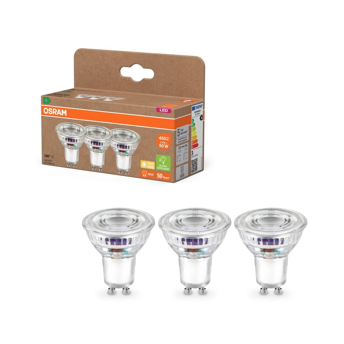 Żarówka LED OSRAM LED PAR16 50 100° Energy efficiency class A 2.5W 827 GU10 - Poland LEDVANCE e - shop 4099854277900