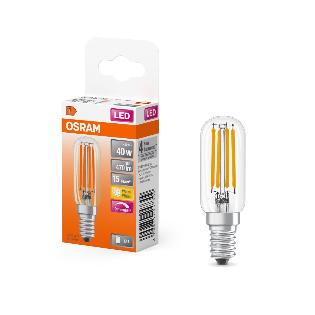 Żarówka LED OSRAM LED Special T26 40 300° Filament DIM 4.8W 827 Clear E14 - Poland LEDVANCE e - shop 4099854247309