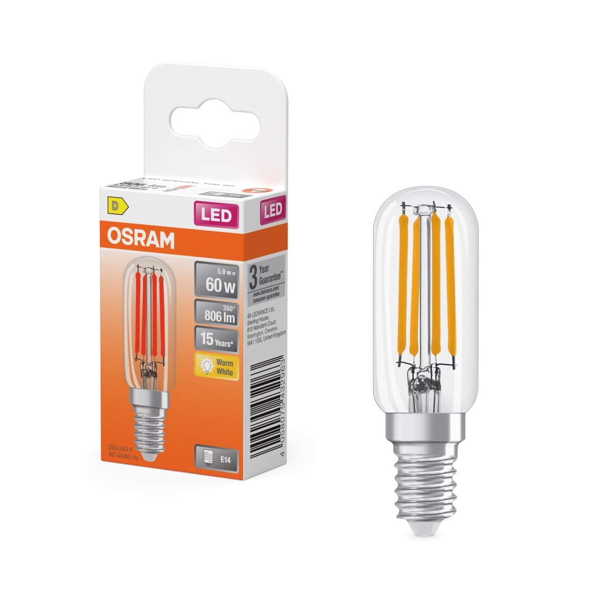 Żarówka LED OSRAM LED Special T26 55 300° Filament 5.9W 827 Clear E14 - Poland LEDVANCE e - shop 4058075432963