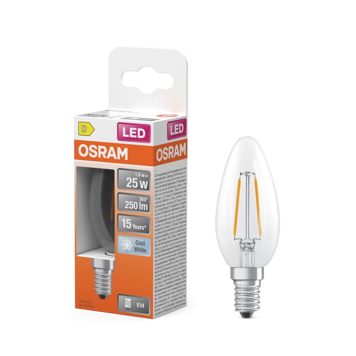 Żarówka LED OSRAM LED Star Classic B 25 Filament 1.8W 840 Clear E14 - Poland LEDVANCE e - shop 4099854466427