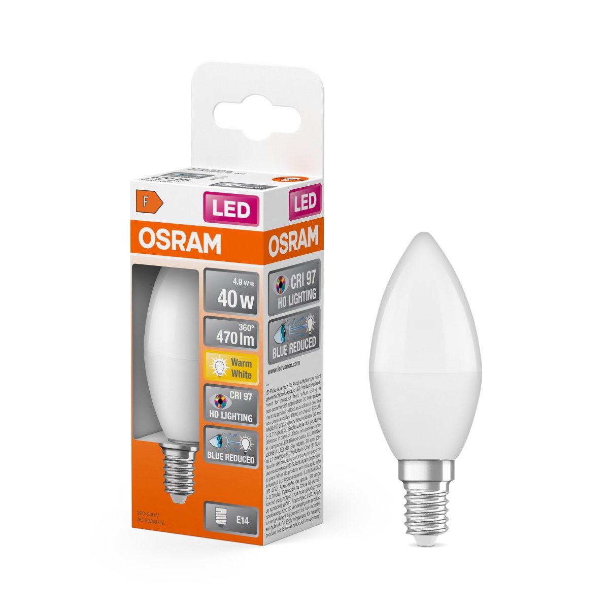 Żarówka LED OSRAM LED Star Classic B 40 4.9W 927 Frosted E14 - Poland LEDVANCE e - shop 4099854046957