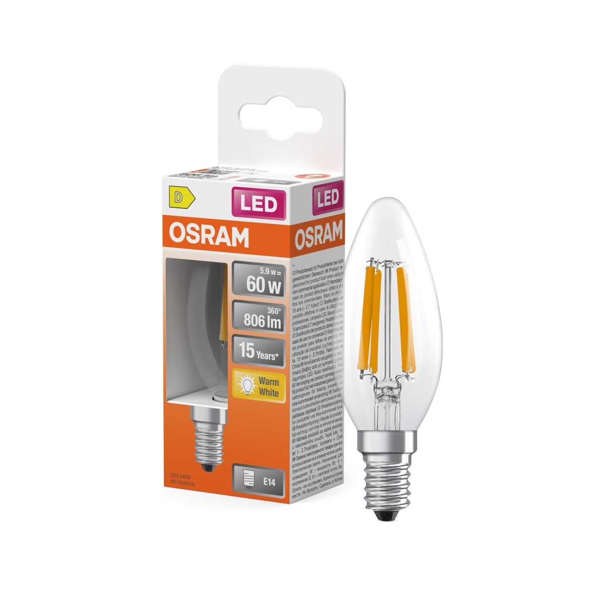 Żarówka LED OSRAM LED Star Classic B 60 Filament 5.9W 827 Clear E14 - Poland LEDVANCE e - shop 4058075434981
