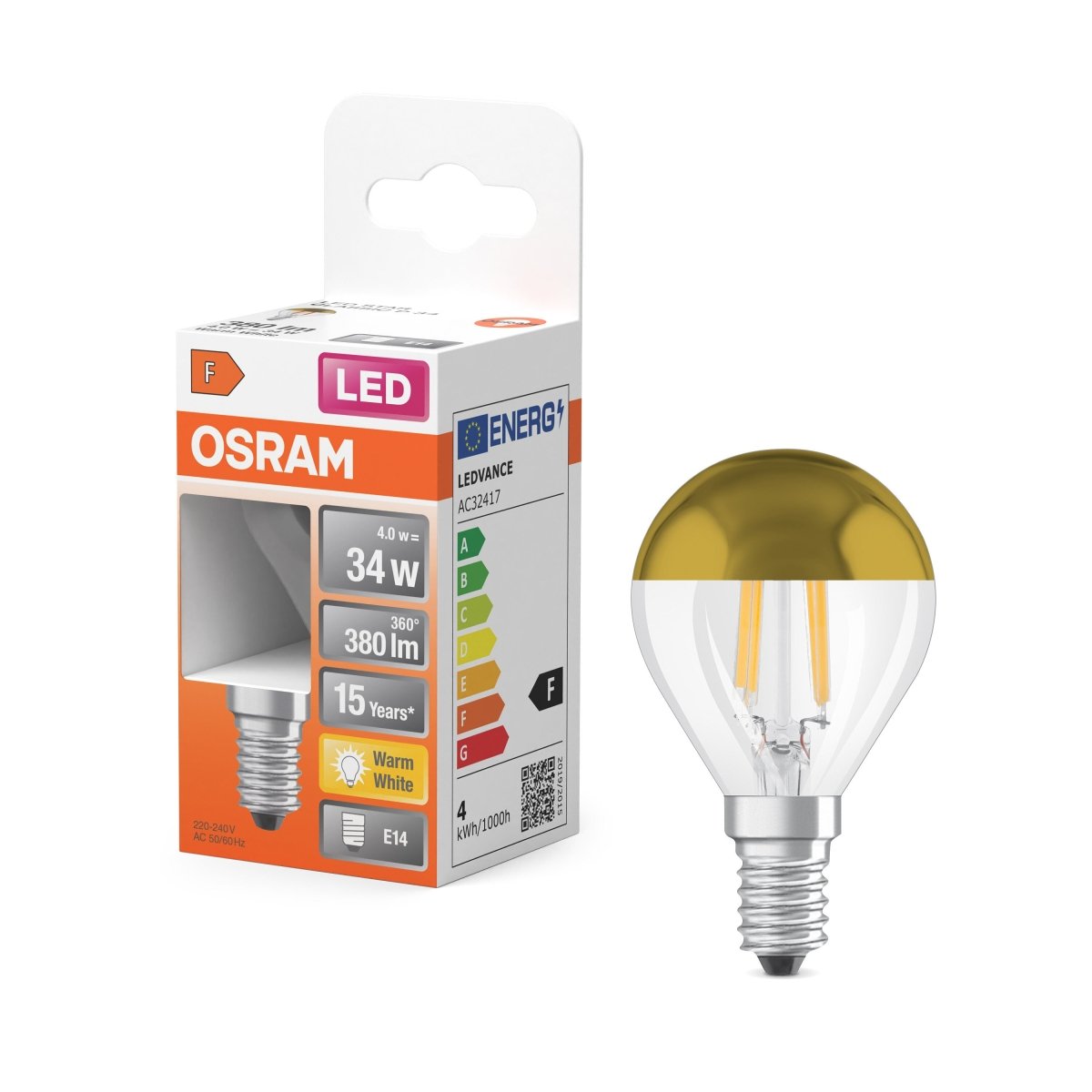 Żarówka LED OSRAM LED Star Classic P 34 Filament Mirror Gold 4W 827 Clear E14 - Poland LEDVANCE e - shop 4058075456549