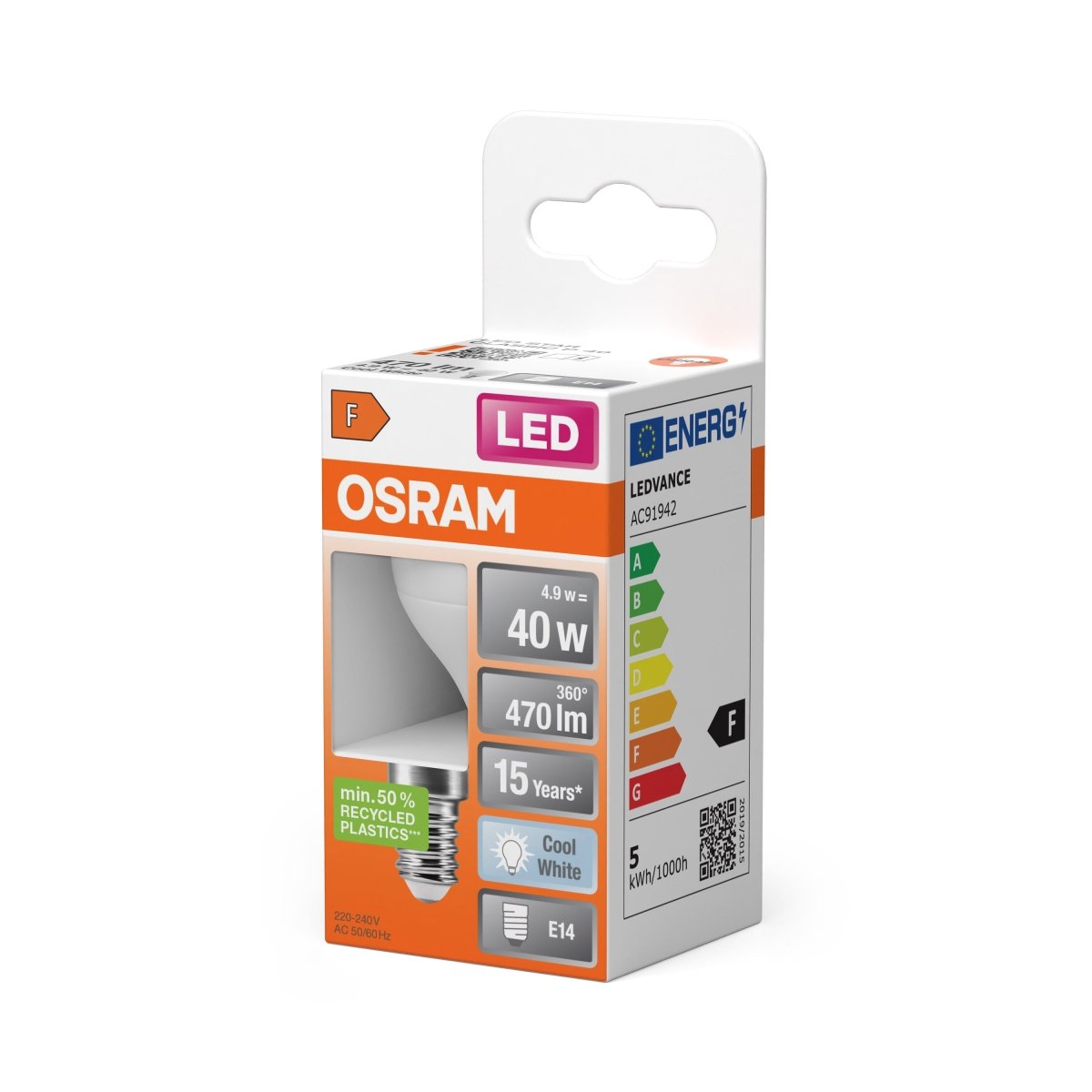 Żarówka LED OSRAM LED Star Classic P 40 4.9W 840 Frosted E14 - Poland LEDVANCE e - shop 4058075430815