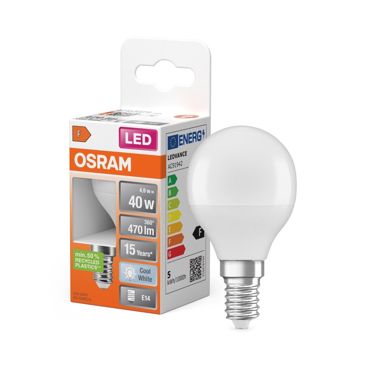 Żarówka LED OSRAM LED Star Classic P 40 4.9W 840 Frosted E14 - Poland LEDVANCE e - shop 4058075430815