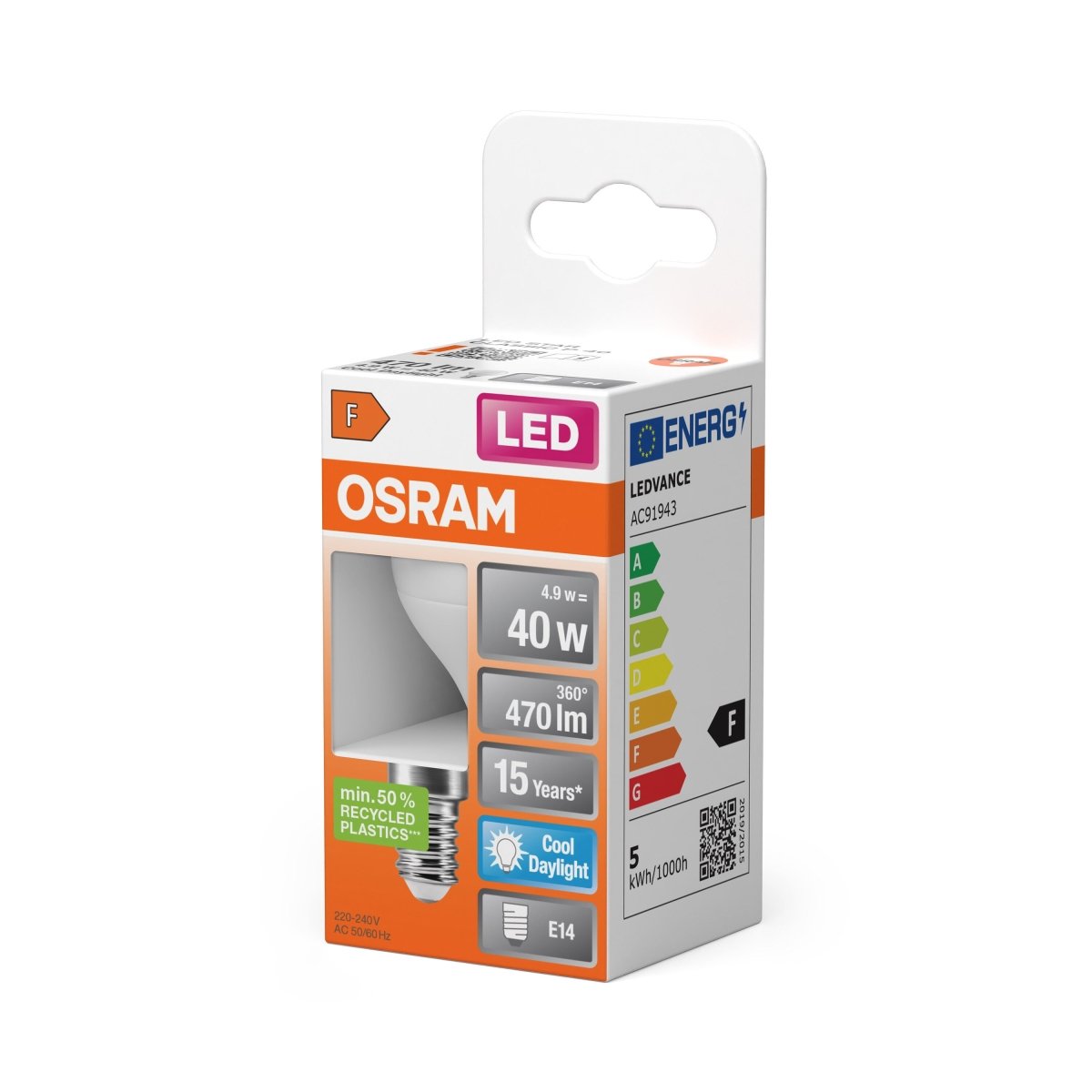 Żarówka LED OSRAM LED Star Classic P 40 4.9W 865 Frosted E14 - Poland LEDVANCE e - shop 4058075431010
