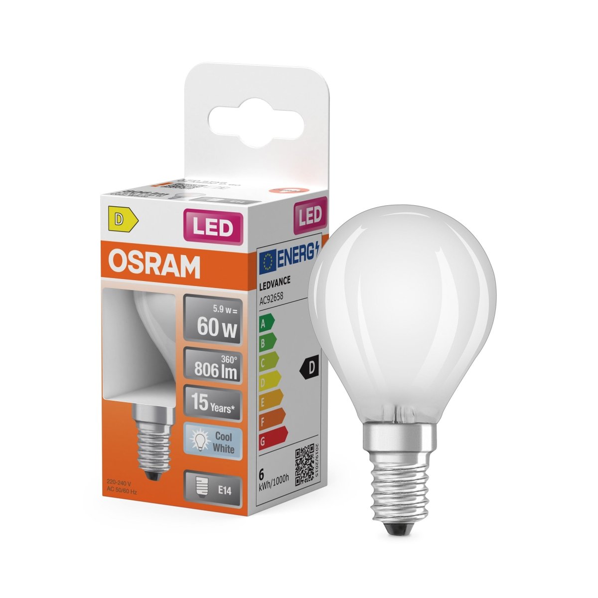 Żarówka LED OSRAM LED Star Classic P 60 Filament 5.9W 840 Frosted E14 - Poland LEDVANCE e - shop 4099854116315