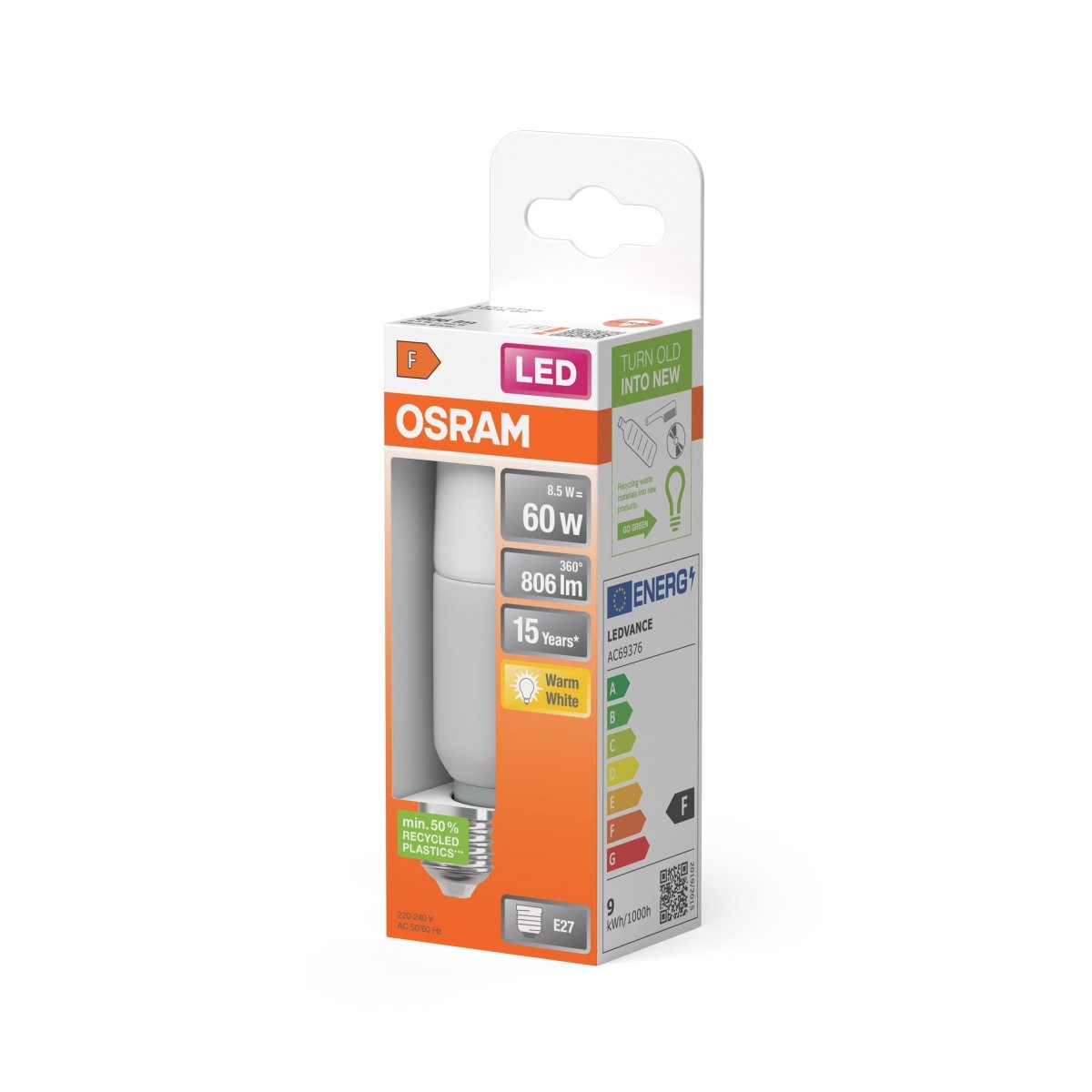 Żarówka LED OSRAM LED Star Classic Stick 60 8.5W 827 Frosted E27 ciepła - Poland LEDVANCE e - shop 4058075428447