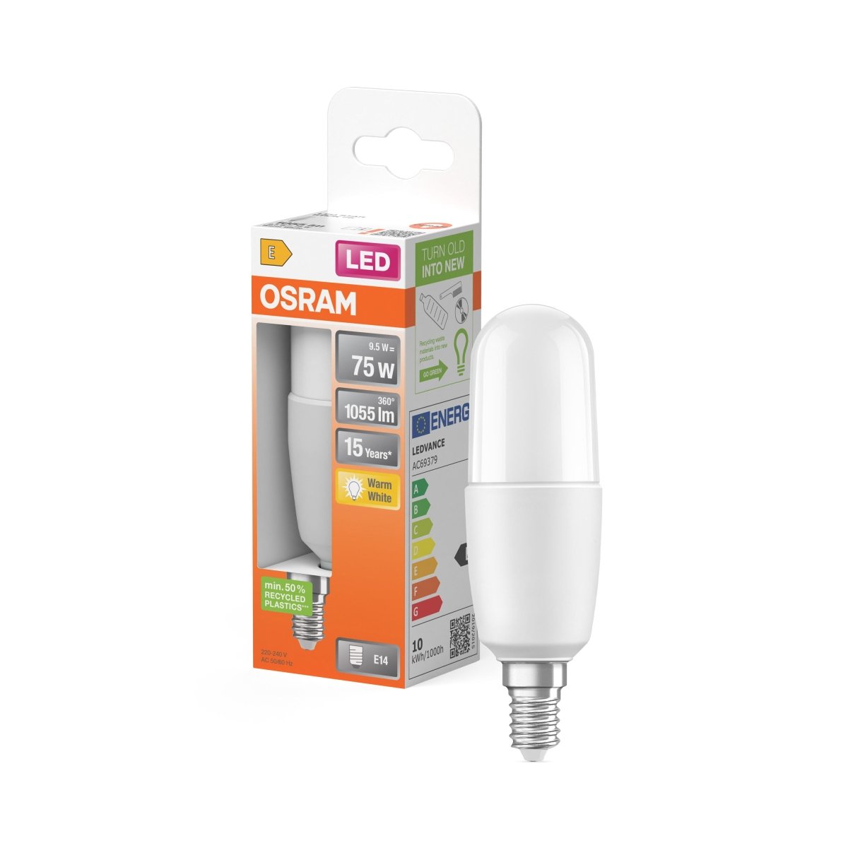 Żarówka LED OSRAM LED Star Classic Stick 75 9.5W 827 Frosted E14 - Poland LEDVANCE e - shop 4058075428386