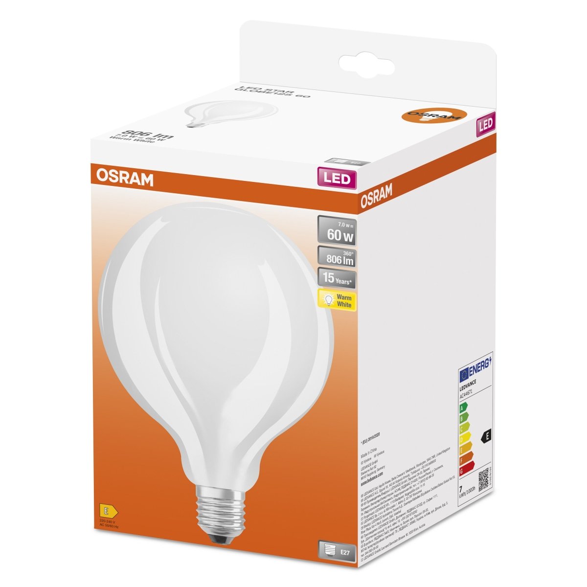 Żarówka LED OSRAM LED Star Globe 125 60 7W 827 Frosted E27 - Poland LEDVANCE e - shop 4058075269866