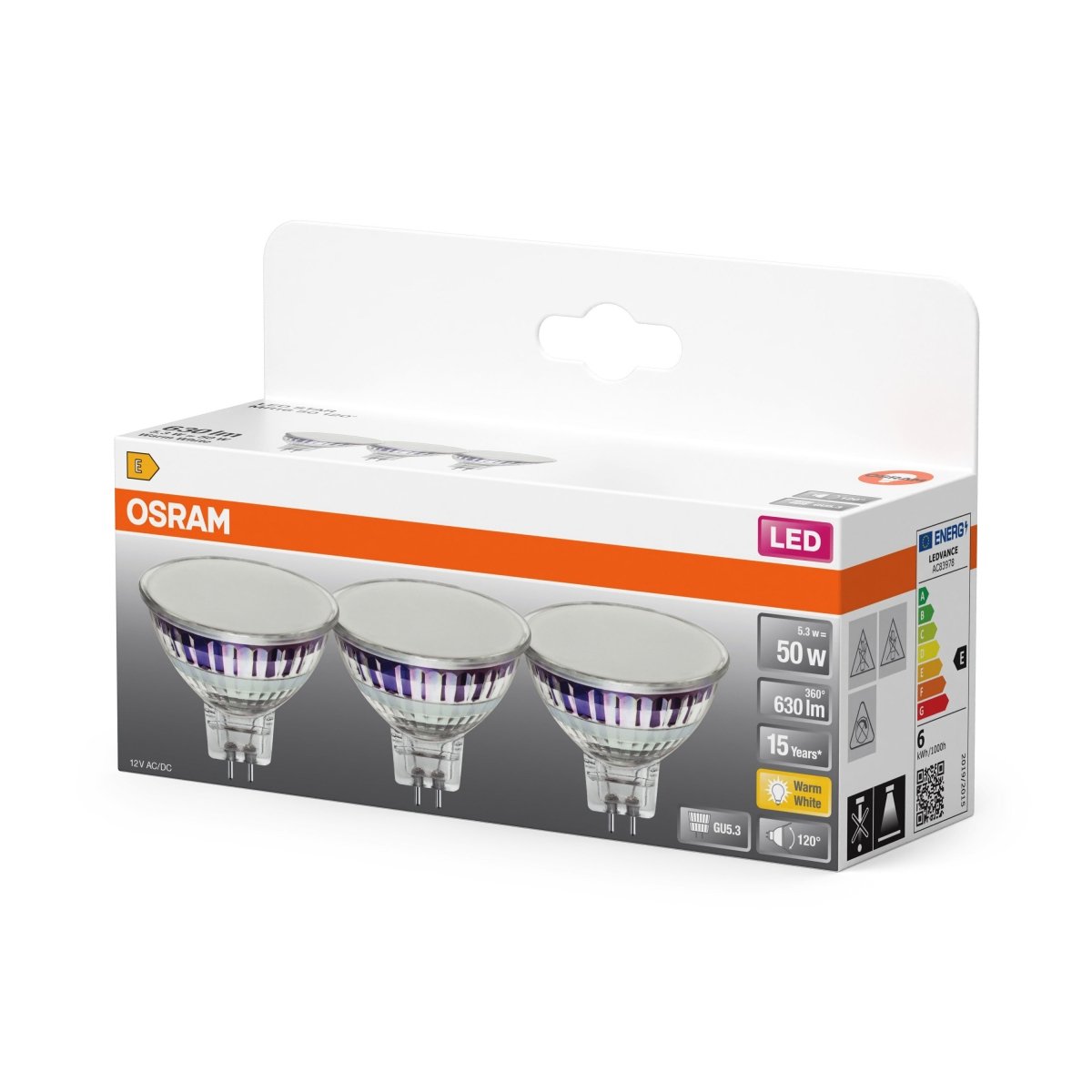 Żarówka LED OSRAM LED Star MR16 50 120° 5.3W/827 GU5.3 ciepła 3pak - Poland LEDVANCE e - shop 4099854459559