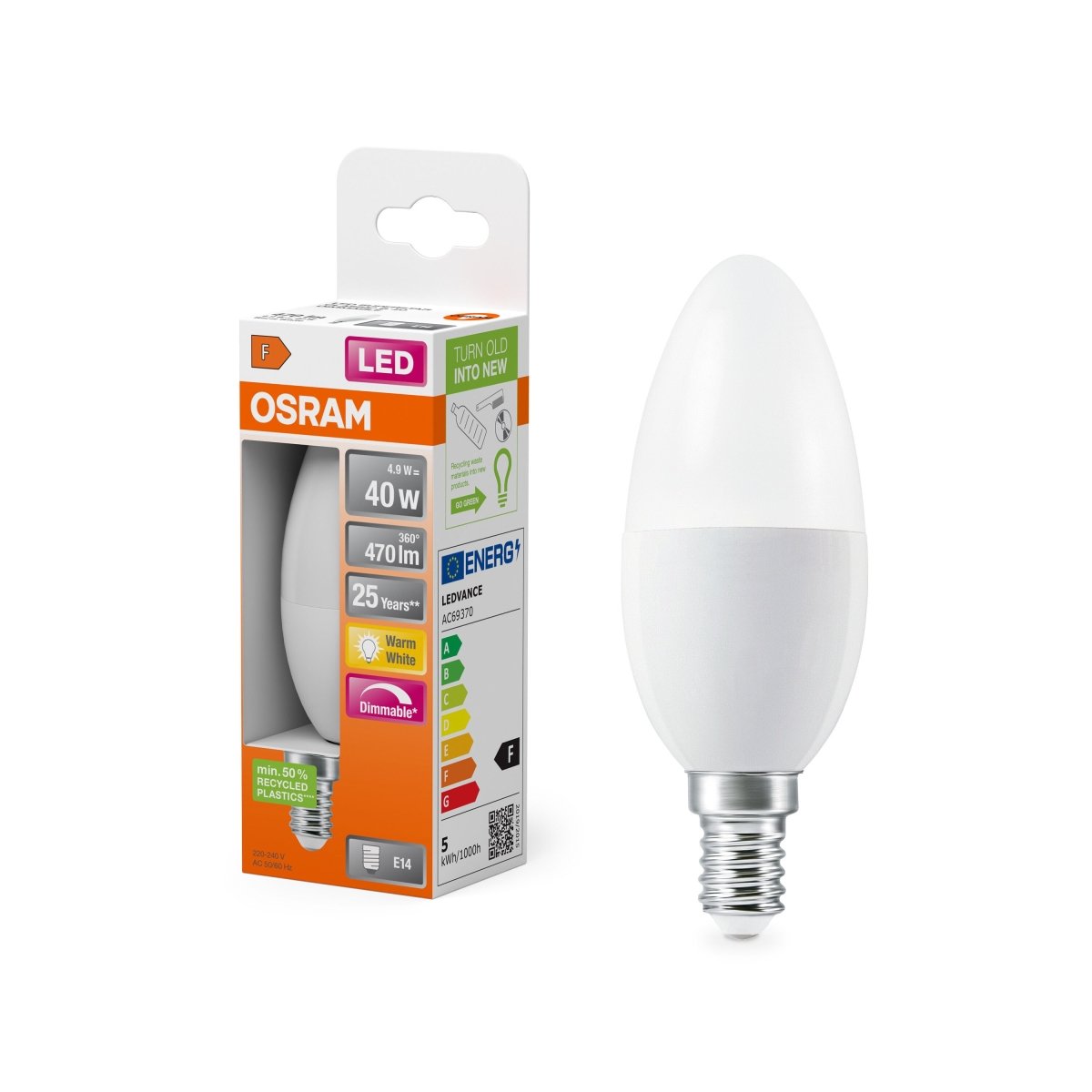 Żarówka LED OSRAM LED Superstar Classic B 40 DIM 4.9W 827 Frosted E14 - Poland LEDVANCE e - shop 4058075430914