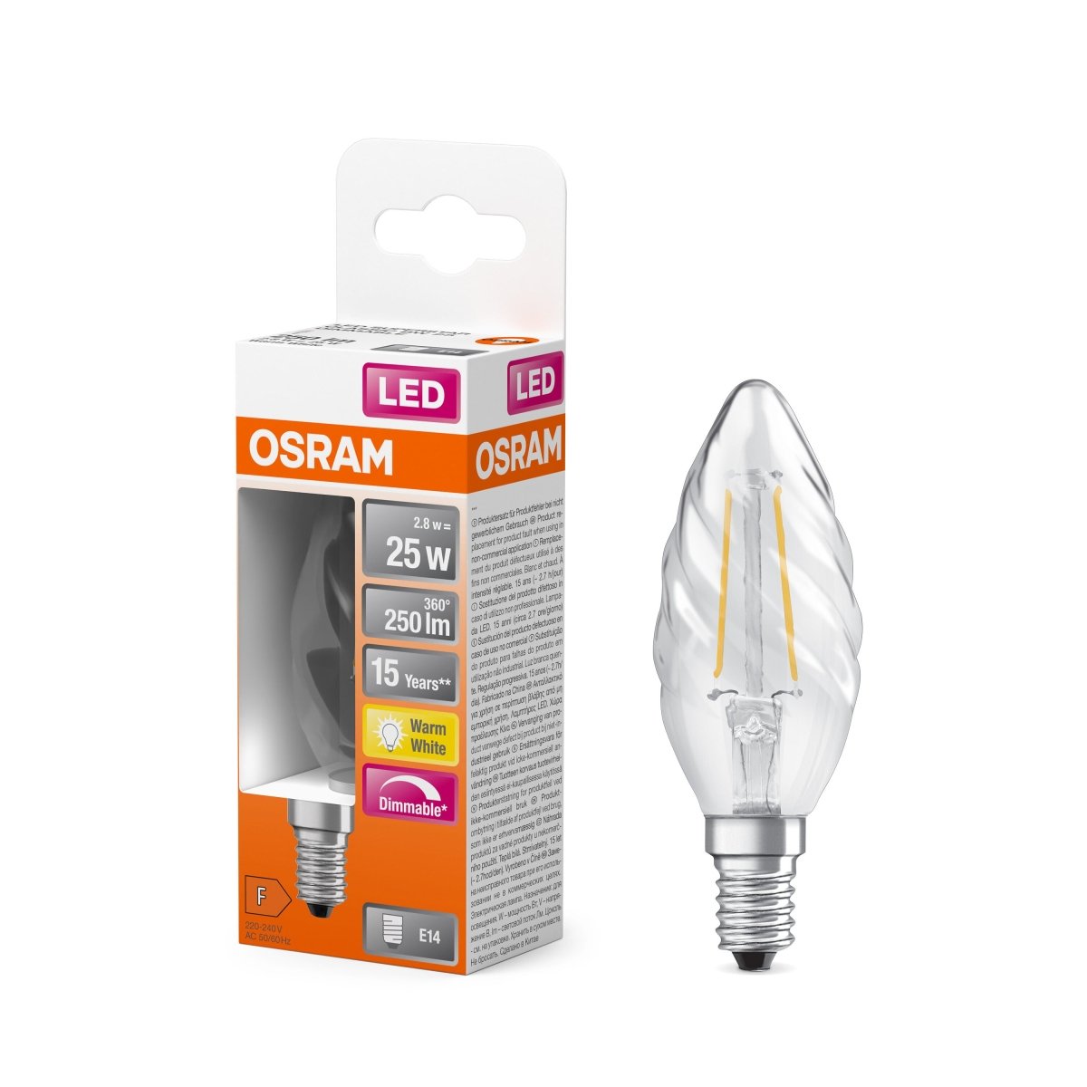 Żarówka LED OSRAM LED Superstar Classic BW 25 Filament DIM 2.8W 827 Clear E14 - Poland LEDVANCE e - shop 4058075839823