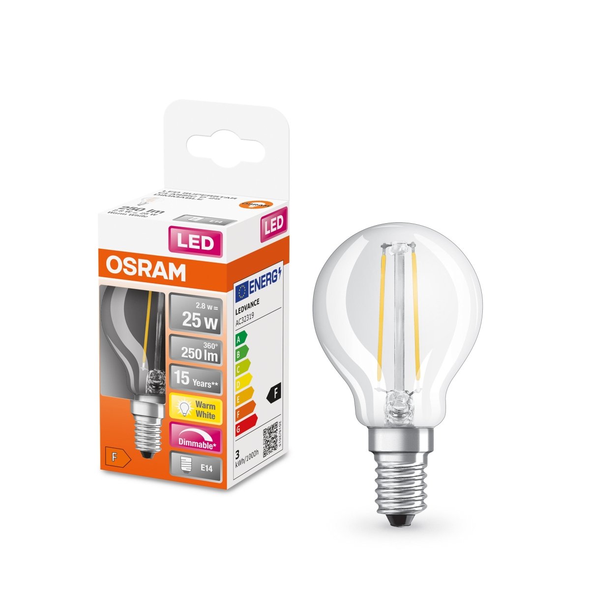 Żarówka LED OSRAM LED Superstar Classic P 25 Filament DIM 2.8W 827 Clear E14 - Poland LEDVANCE e - shop 4058075436862
