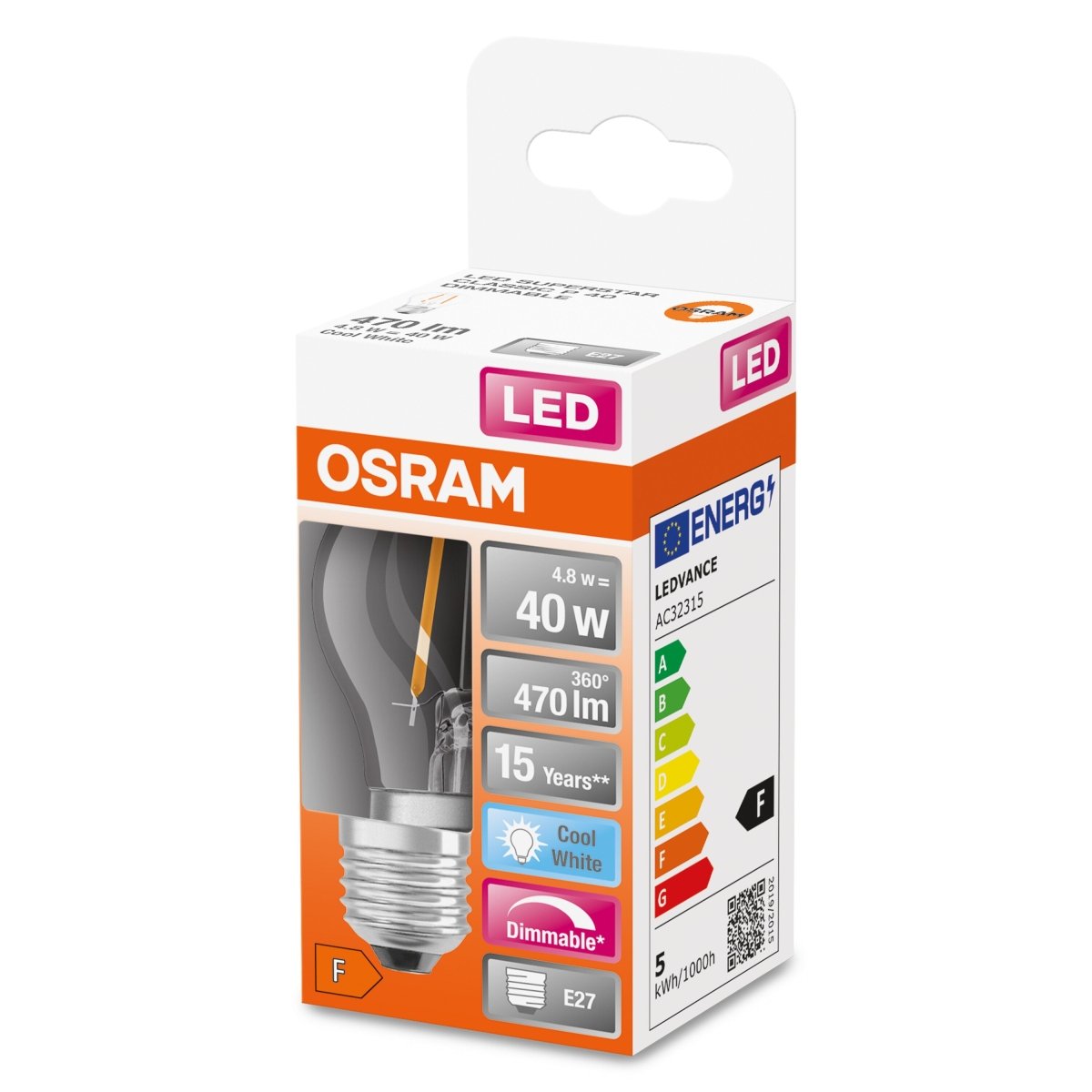 Żarówka LED OSRAM LED Superstar Classic P 40 Filament DIM 4.8W 840 Clear E27 - Poland LEDVANCE e - shop 4058075434844