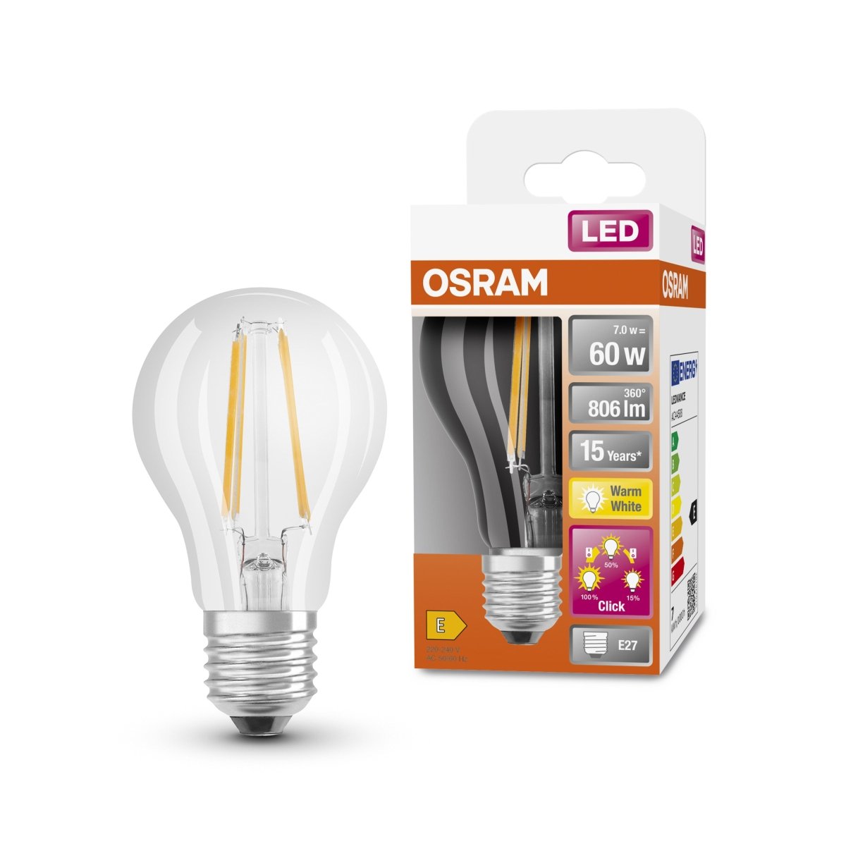 Żarówka LED OSRAM LED Superstar Plus Classic A 60 Filament 7W 827 E27 3step DIM - Poland LEDVANCE e - shop 4058075436787