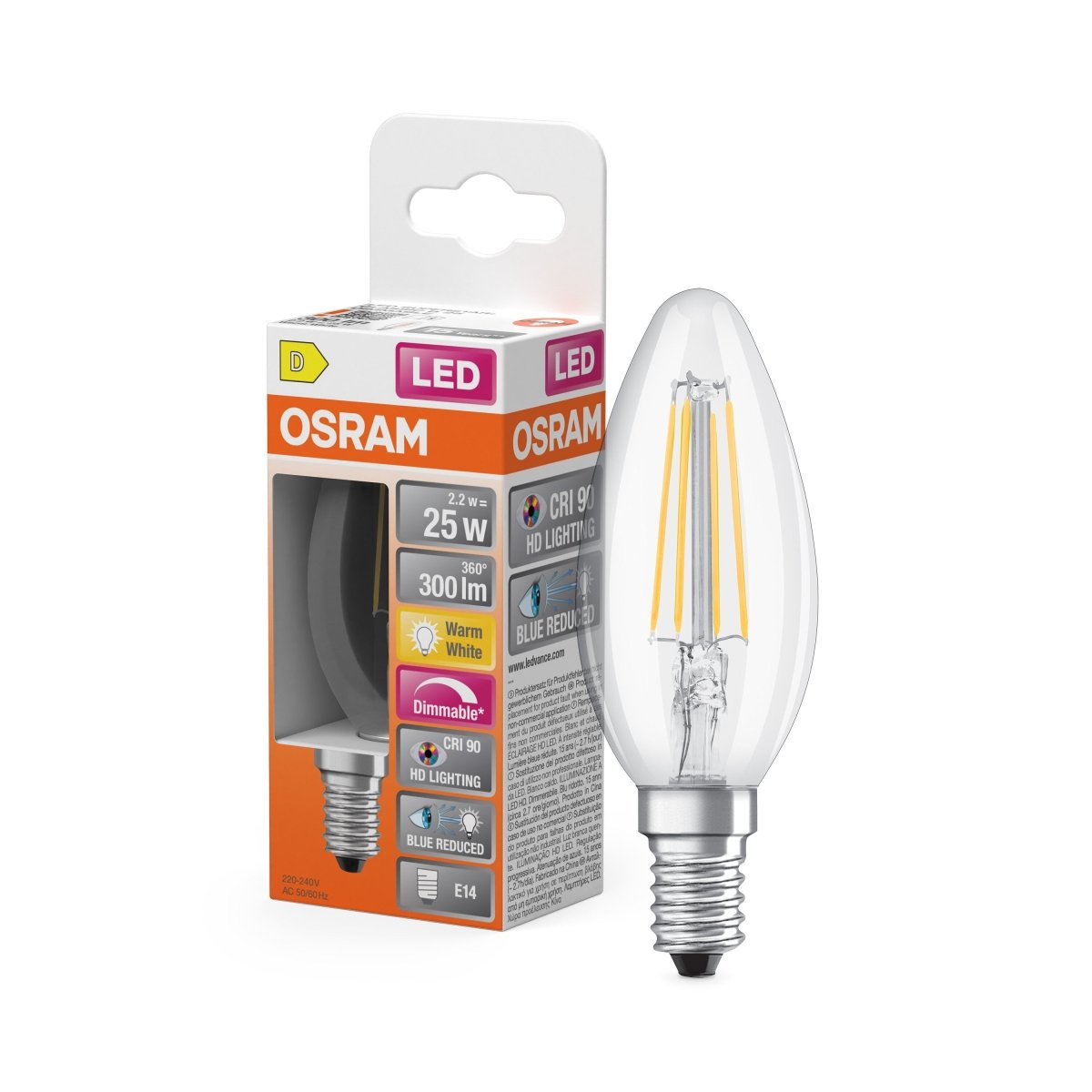Żarówka LED OSRAM LED Superstar Plus Classic B 25 Filament DIM 2.2W 927 Clear E14 - Poland LEDVANCE e - shop 4099854084096