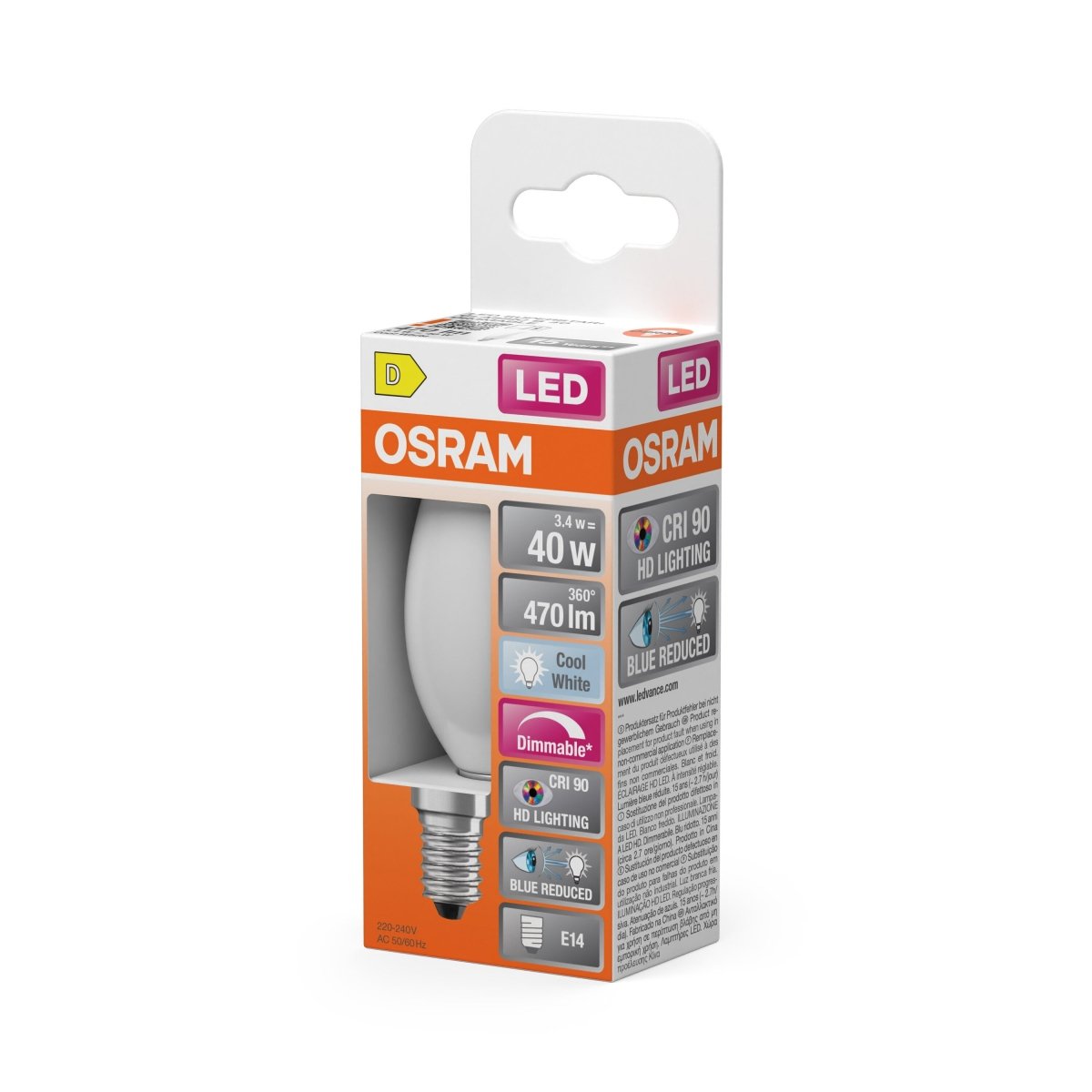Żarówka LED OSRAM LED Superstar Plus Classic B 40 Filament DIM 3.4W 940 Frosted E14 - Poland LEDVANCE e - shop 4058075602793