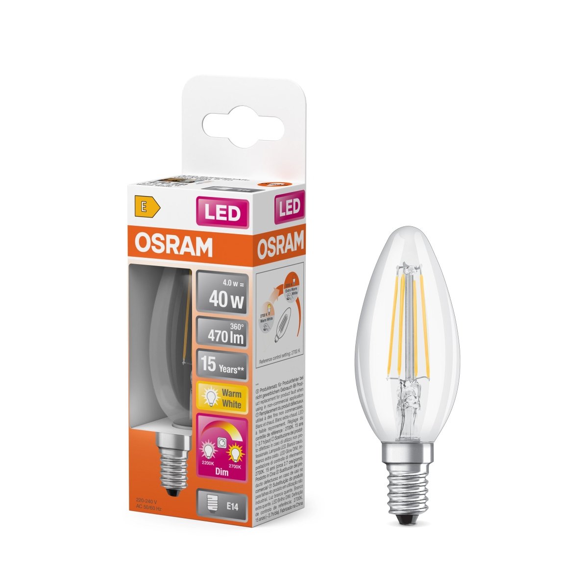Żarówka LED OSRAM LED Superstar Plus Classic B 40 Filament Glow DIM 4W 822…827 E14 - Poland LEDVANCE e - shop 4058075435490
