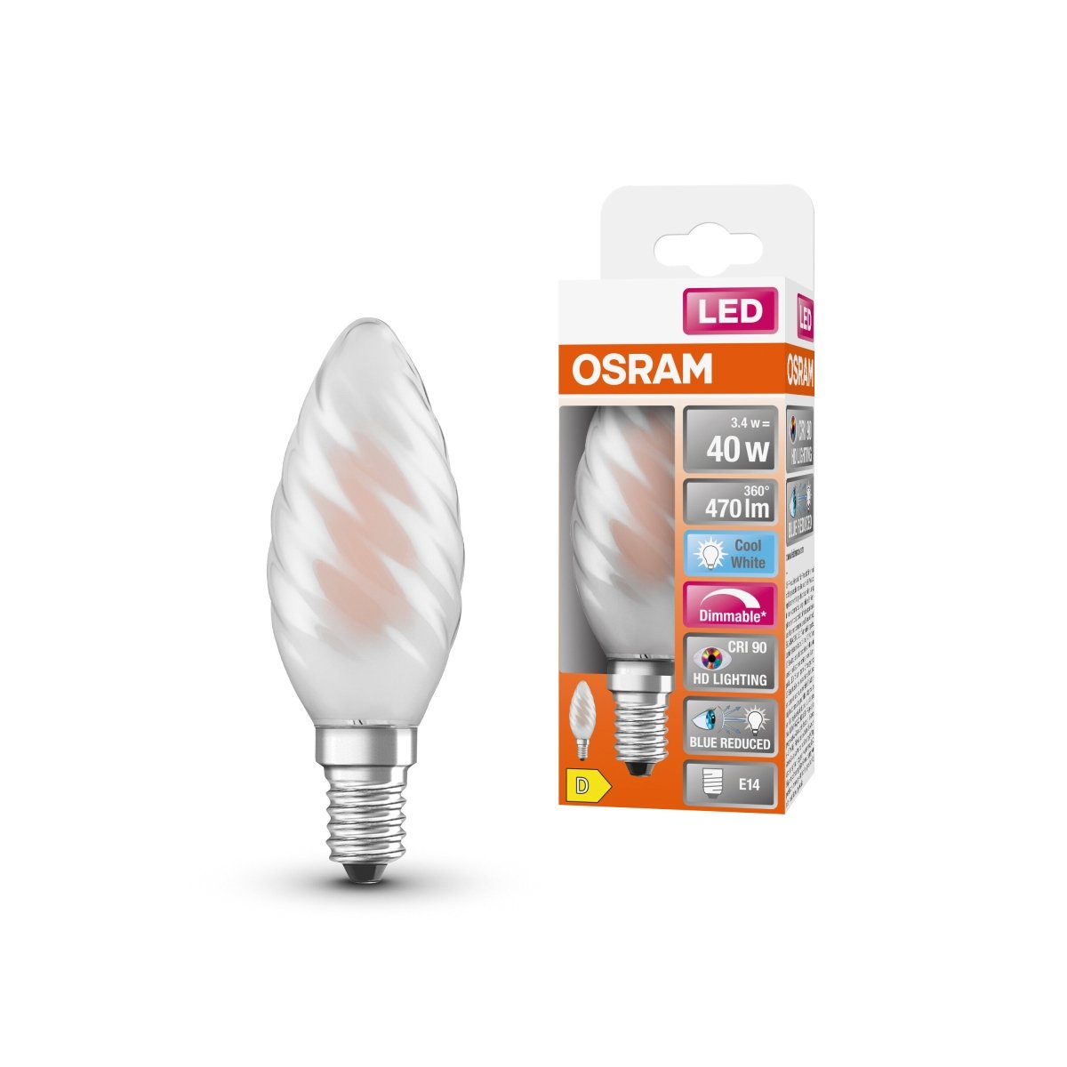 Żarówka LED OSRAM LED Superstar Plus Classic BW 40 Filament DIM 3.4W 940 Frosted E14 - Poland LEDVANCE e - shop 4058075602892