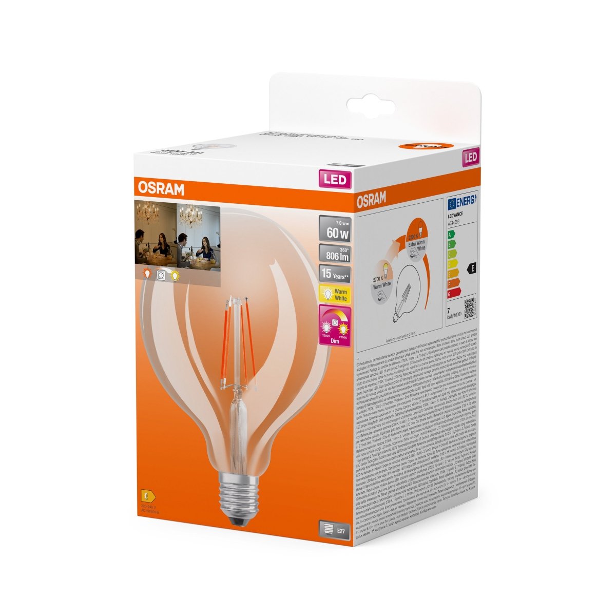 Żarówka LED OSRAM LED Superstar Plus Classic Globe 125 60 Filament Glow DIM 7W 822…827 E27 - Poland LEDVANCE e - shop 4058075808942