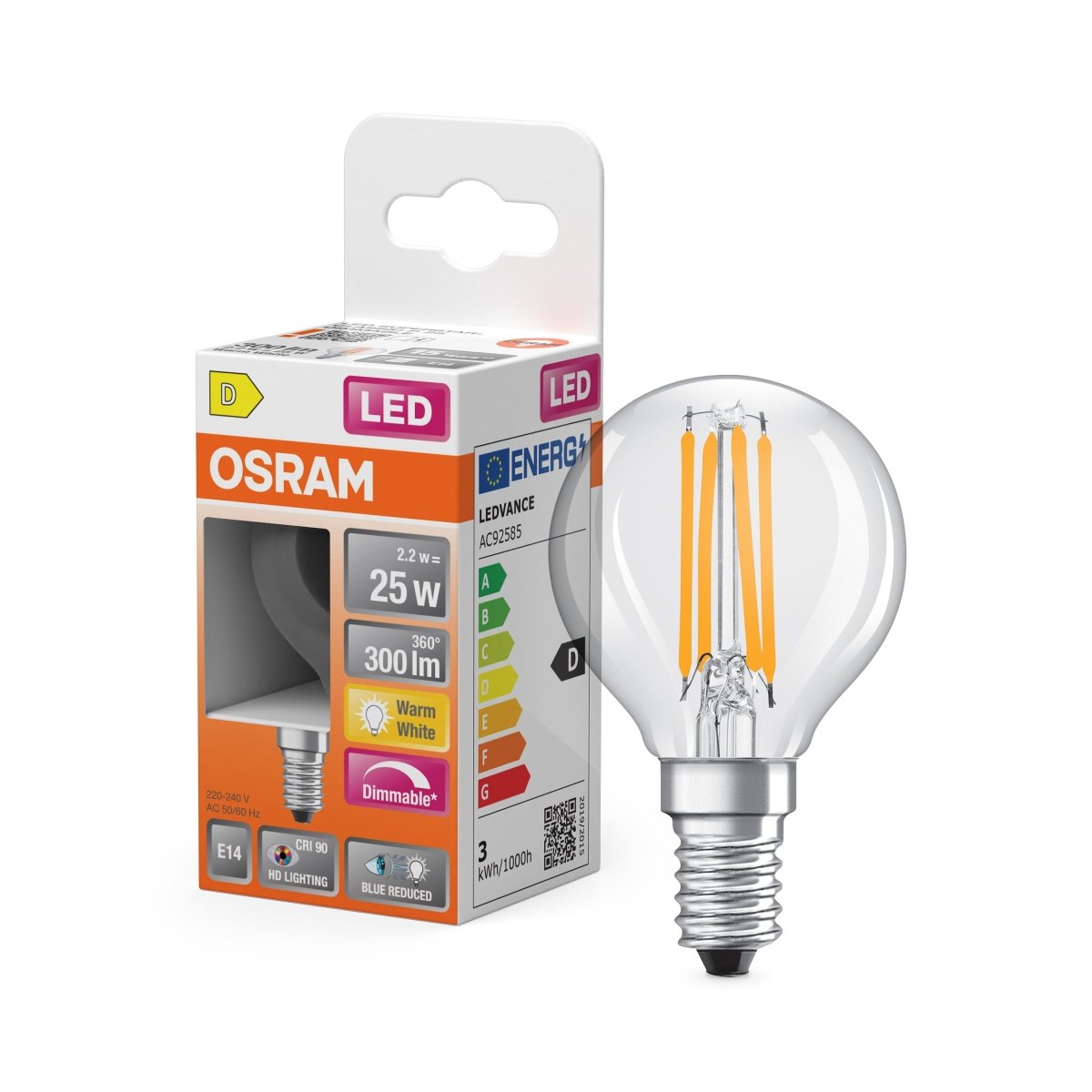 Żarówka LED OSRAM LED Superstar Plus Classic P 25 Filament DIM 2.2W 927 Clear E14 - Poland LEDVANCE e - shop 4099854084133