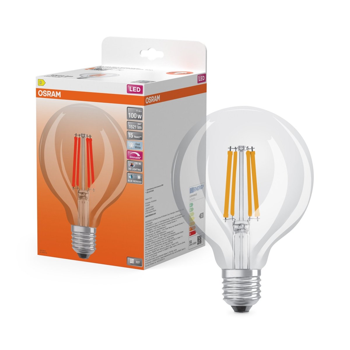 Żarówka LED OSRAM LED Superstar Plus Globe 125 100 Filament DIM 11W 940 Clear E27 - Poland LEDVANCE e - shop 4058075602939